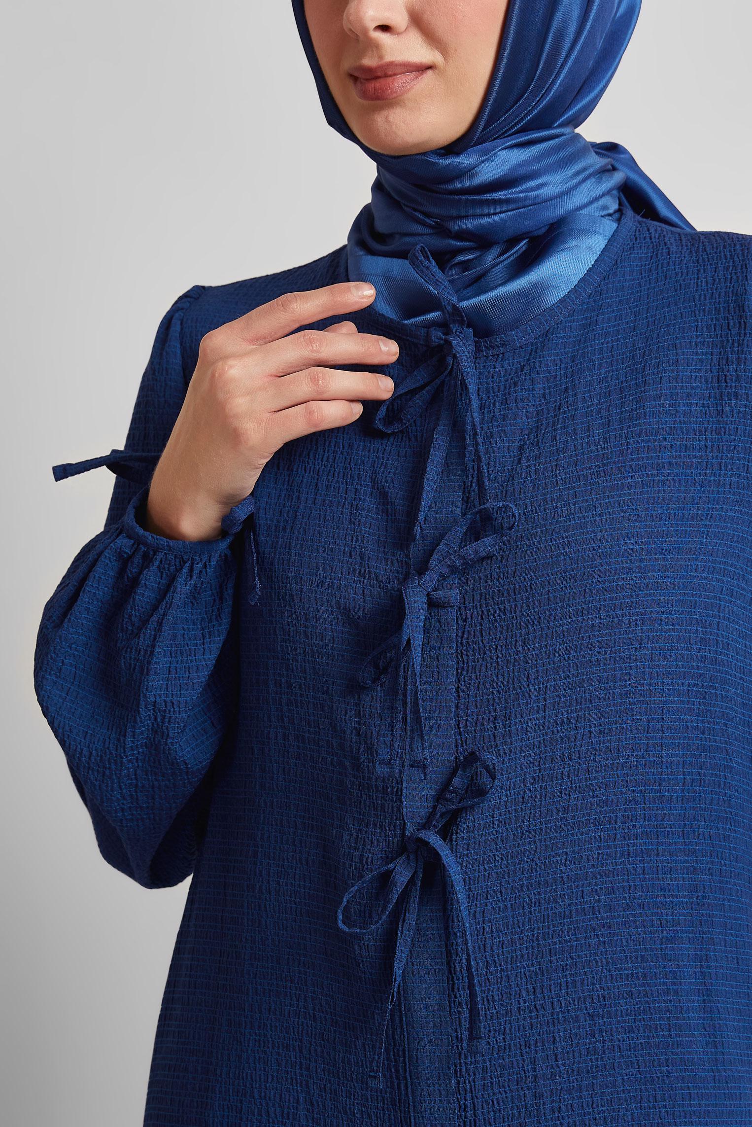 Tesettür giyim LACİVERT BAĞCIK DETAYLI PANTOLONLU TAKIM 45620