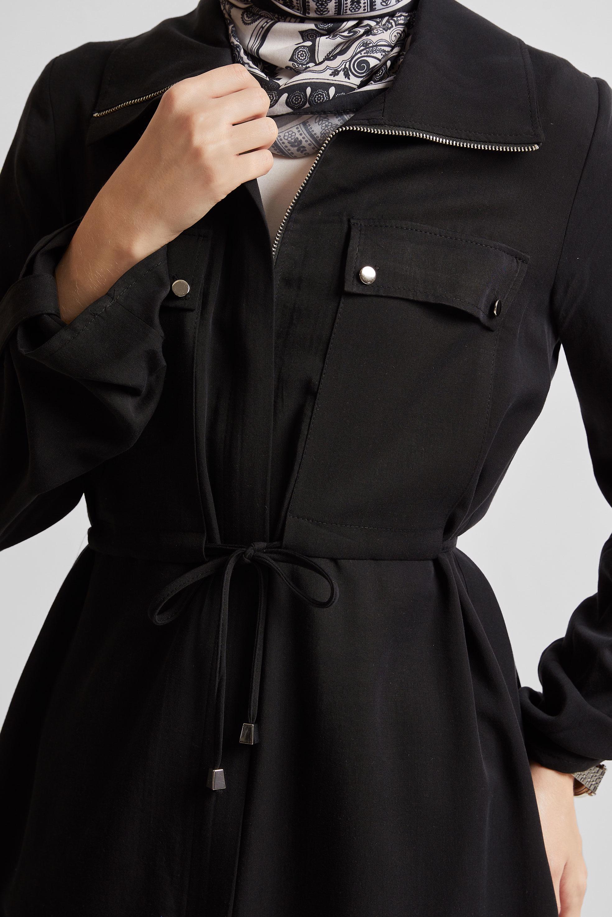 Tesettür giyim SİYAH BAĞCIKLI PANTOLONLU TAKIM 45642