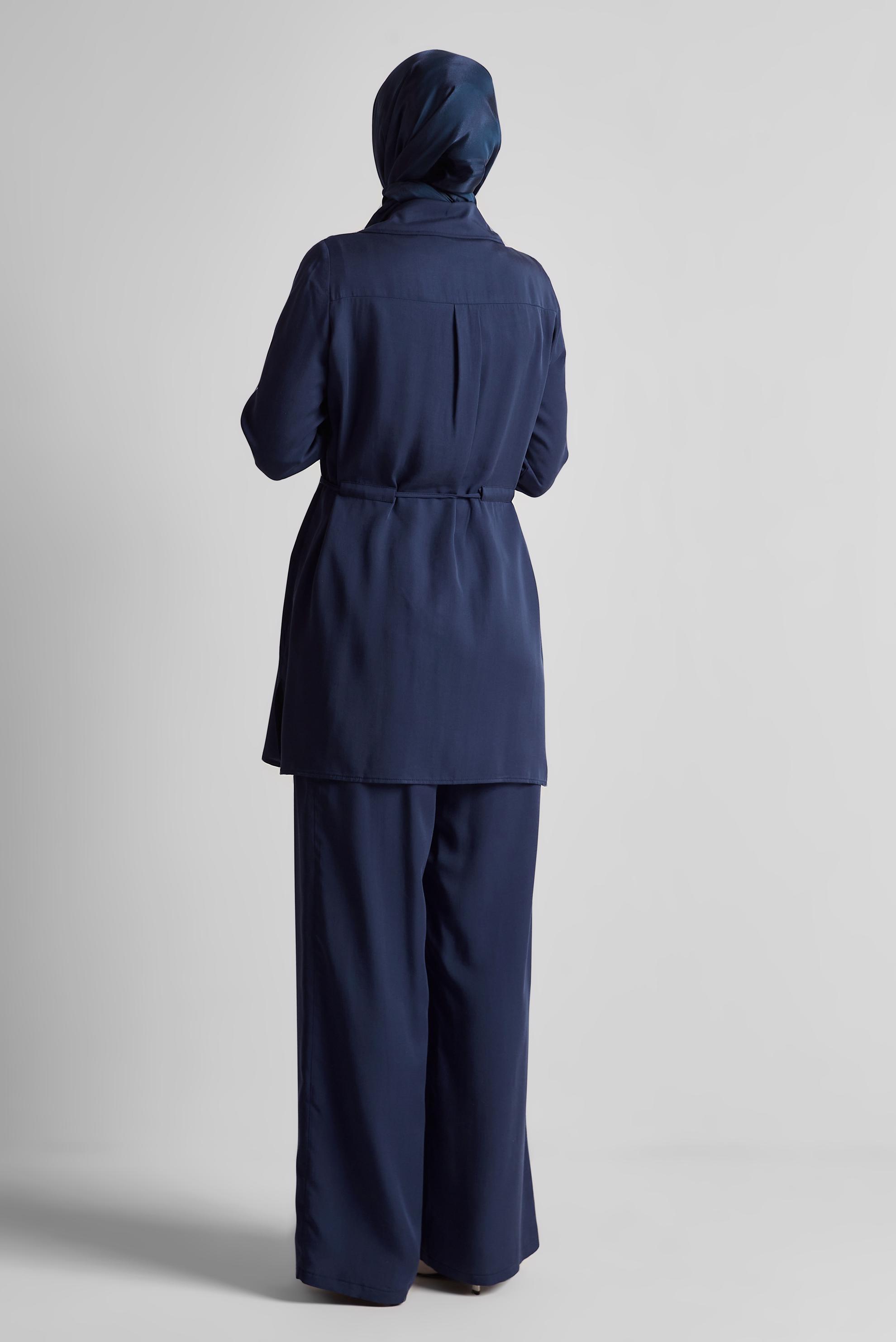 Tesettür giyim LACİVERT BAĞCIKLI PANTOLONLU TAKIM 45642