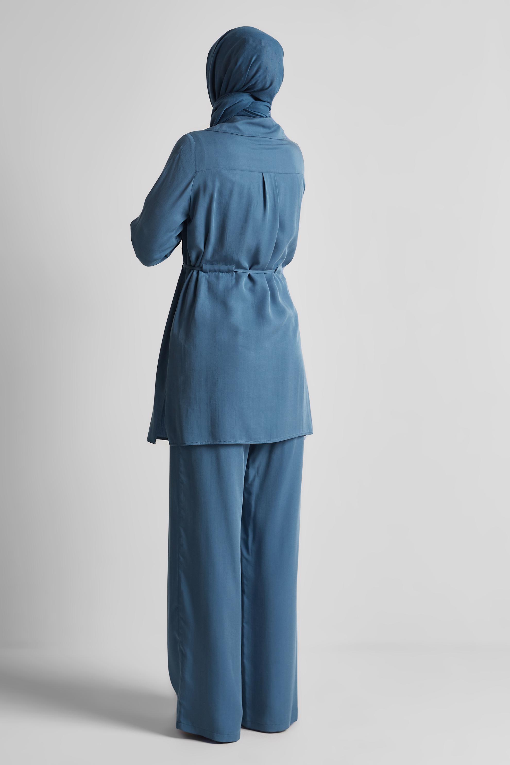 Tesettür giyim LACİVERT BAĞCIKLI PANTOLONLU TAKIM 45642