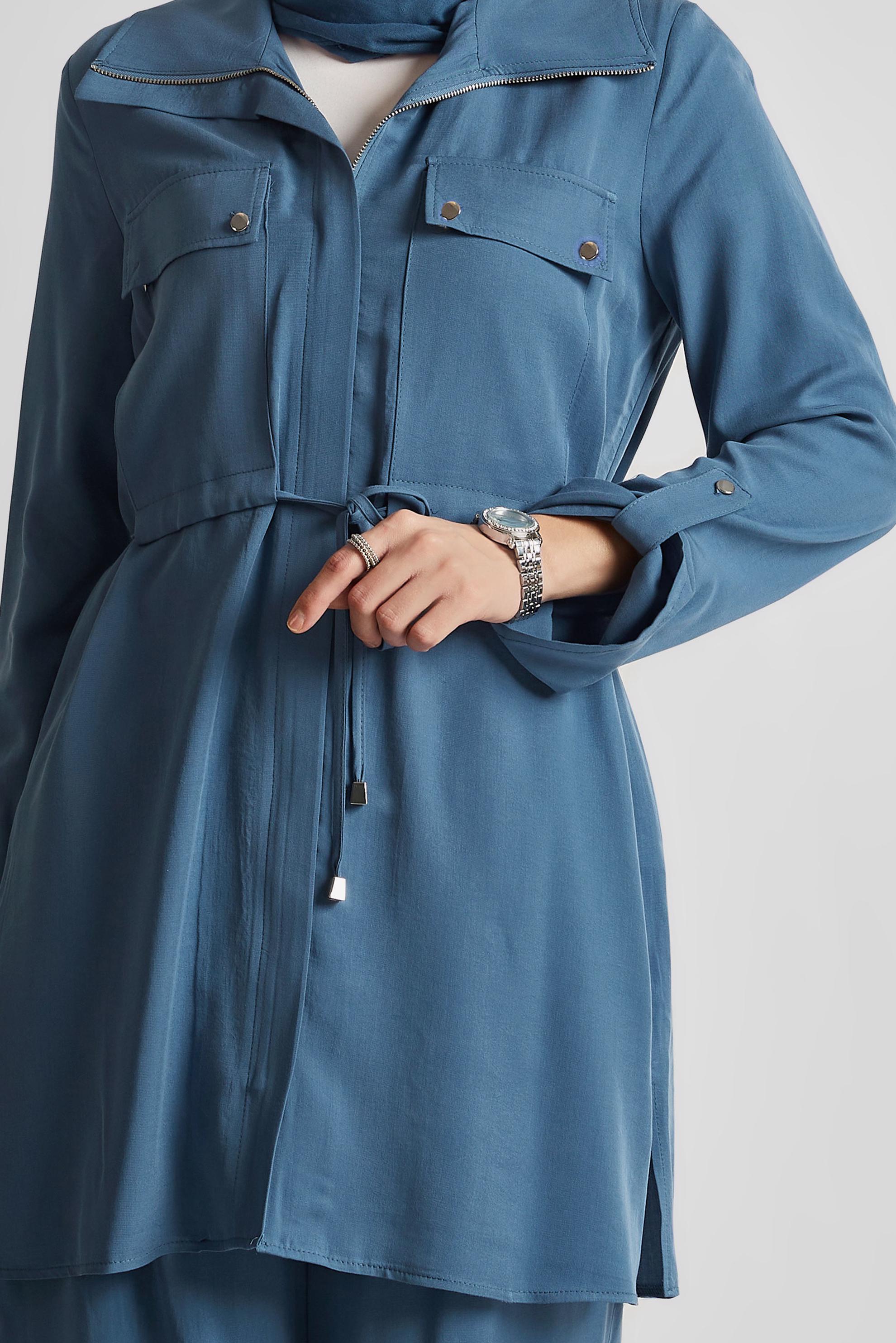 Tesettür giyim LACİVERT BAĞCIKLI PANTOLONLU TAKIM 45642