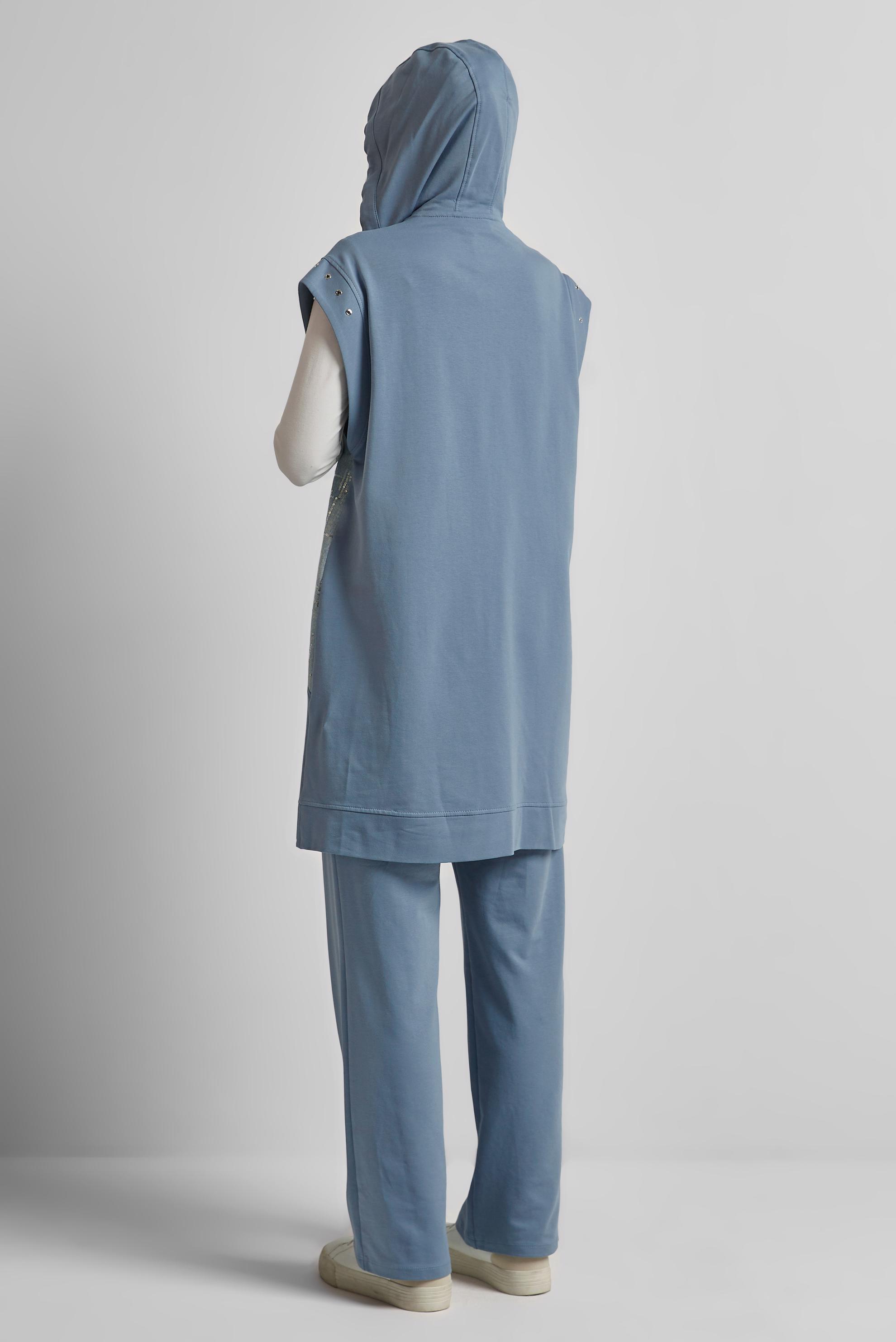 Vêtements hijab BLEU ENSEMBLE DE SURVÊTEMENT À CAPUCHE 45664