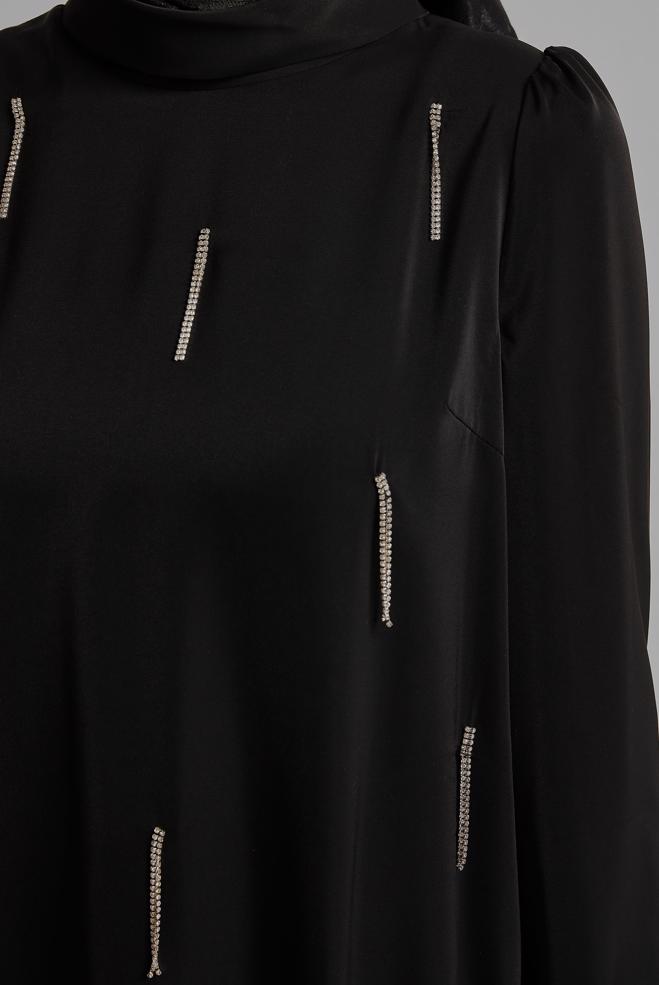 Tesettür giyim SİYAH TAŞ DETAYLI PANTOLONLU TAKIM 45669 - ALVİNA