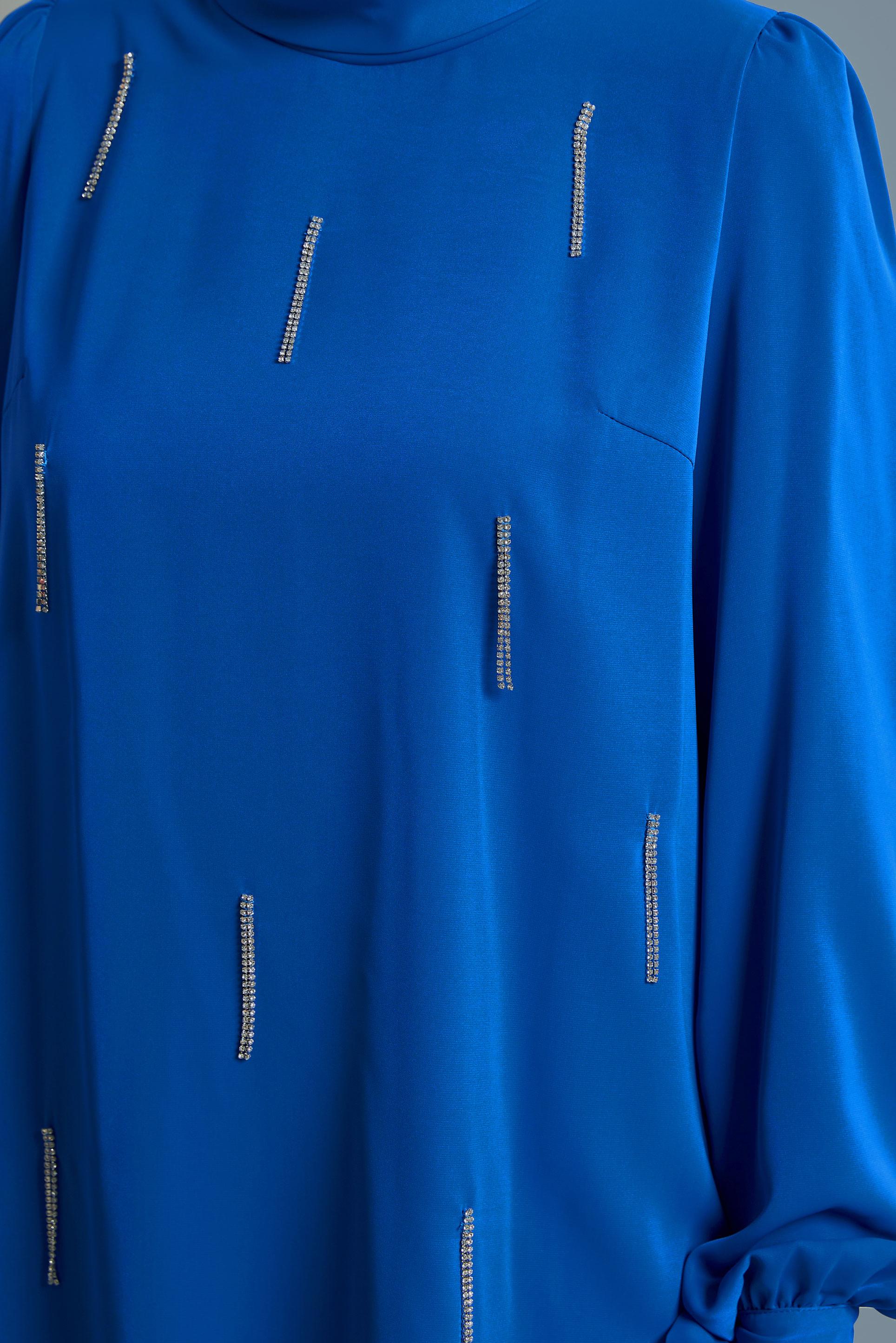 Vêtements hijab BLEU MARINE COSTUME PANTALON BRODÉ GEMME 45669