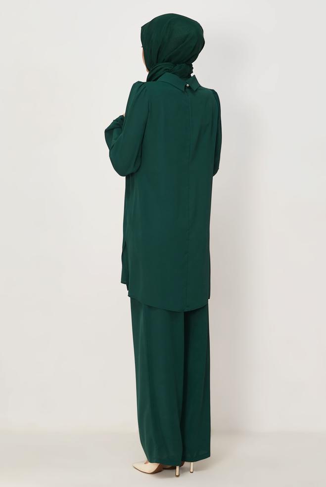 Vêtements hijab VERT ENSEMBLE PANTALON BRODÉ GEMME 45669 - ALVİNA