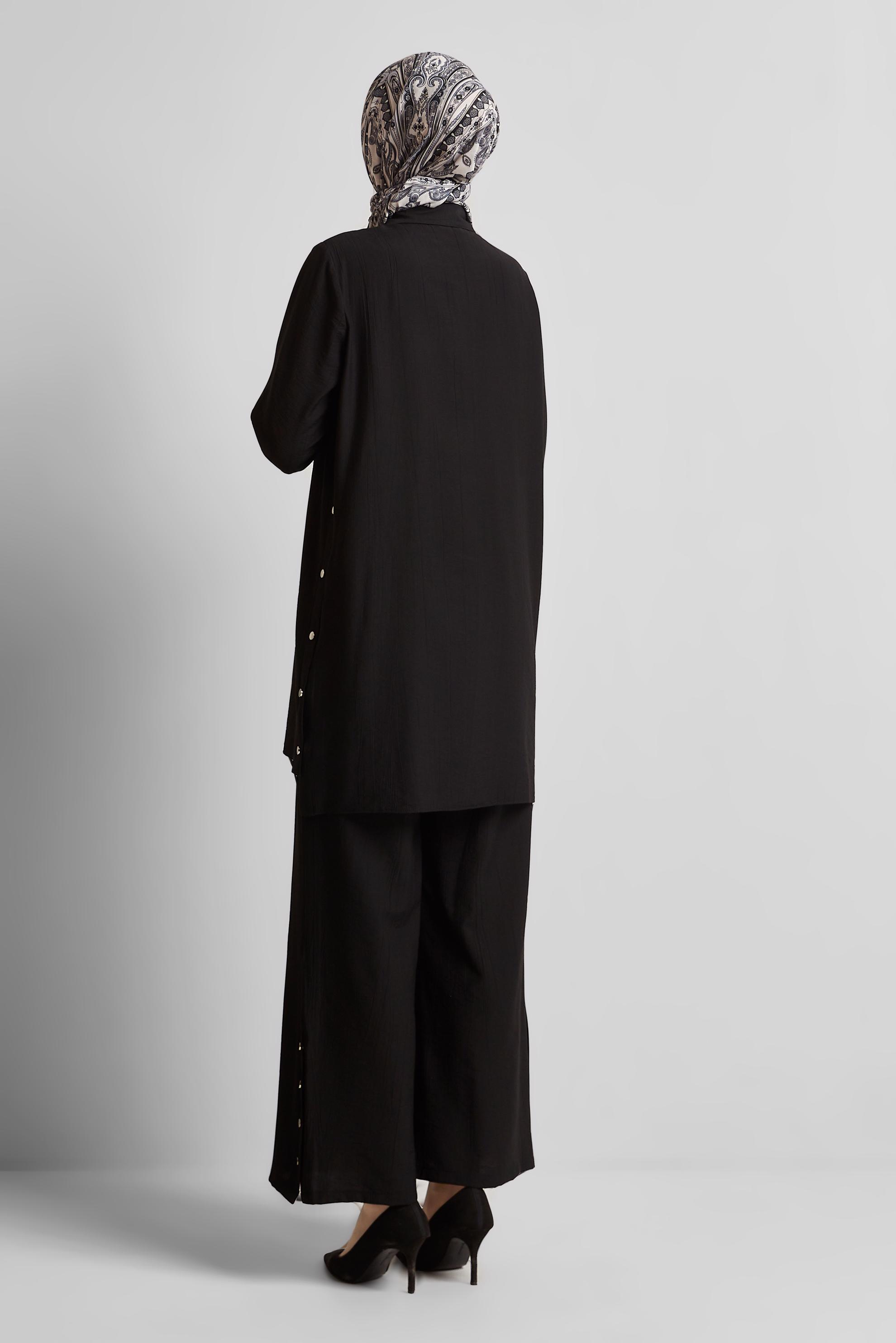 Tesettür giyim SİYAH ÇITÇITLI PANTOLONLU TAKIM 45678