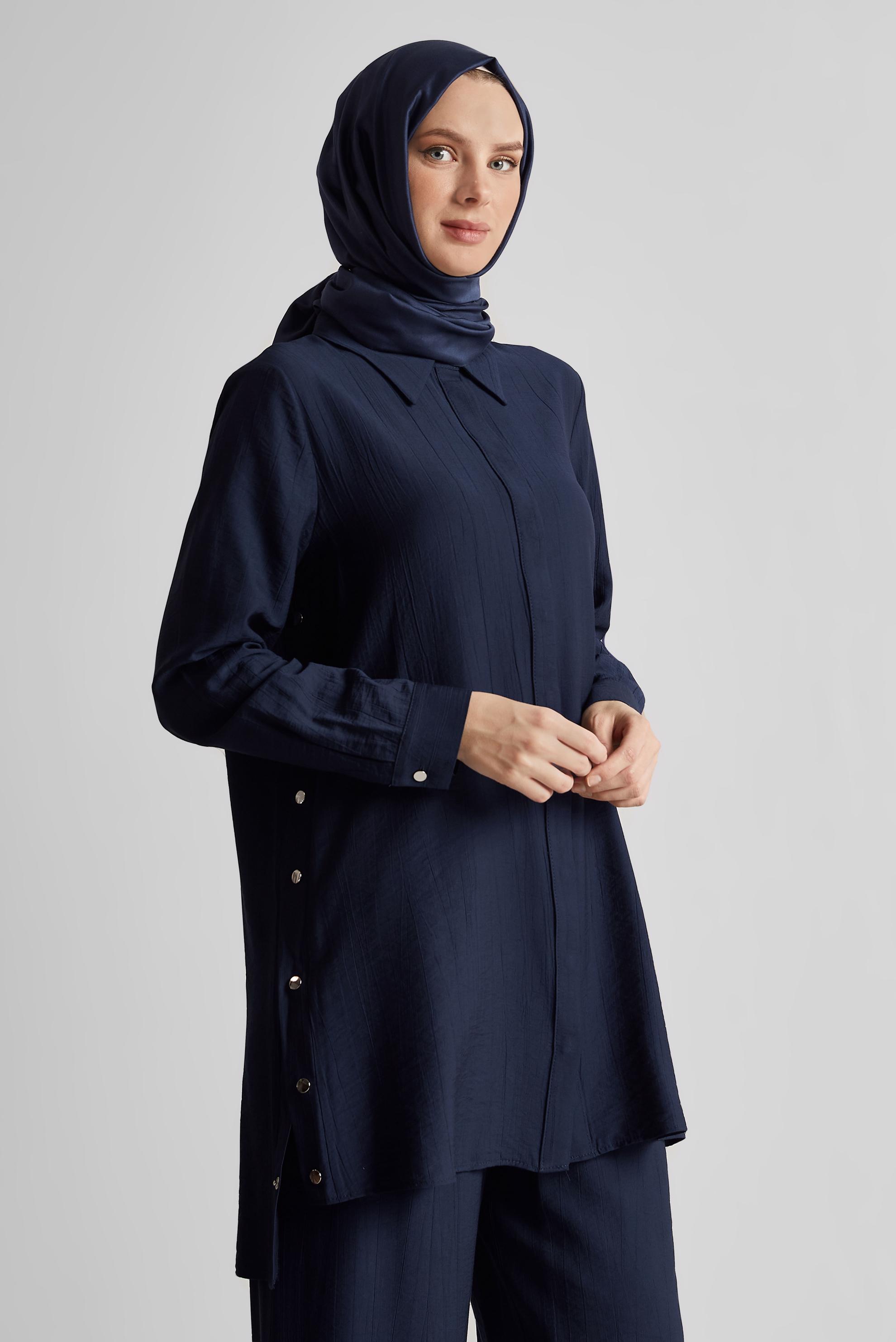 Tesettür giyim LACİVERT ÇITÇITLI PANTOLONLU TAKIM 45678