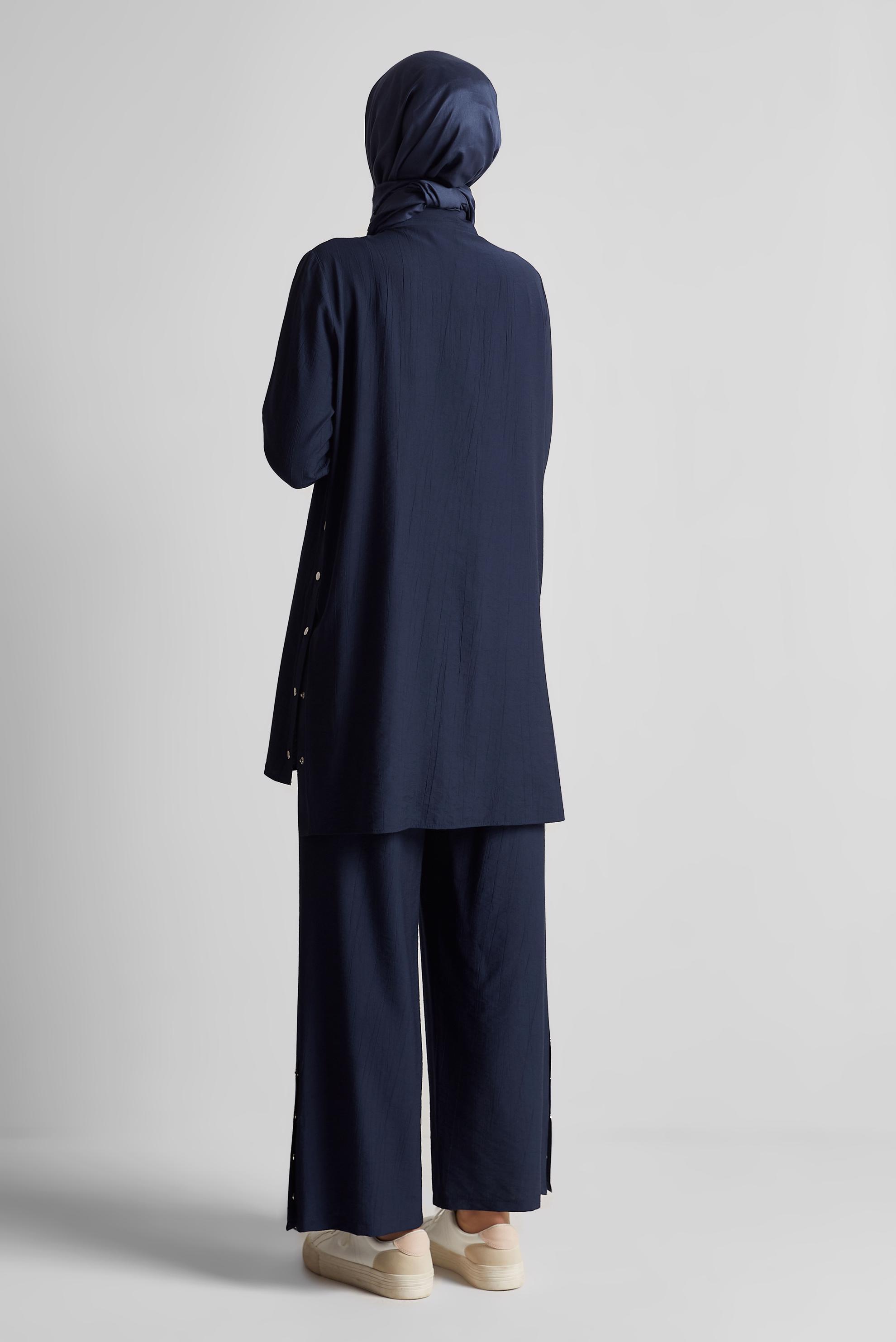 Tesettür giyim LACİVERT ÇITÇITLI PANTOLONLU TAKIM 45678