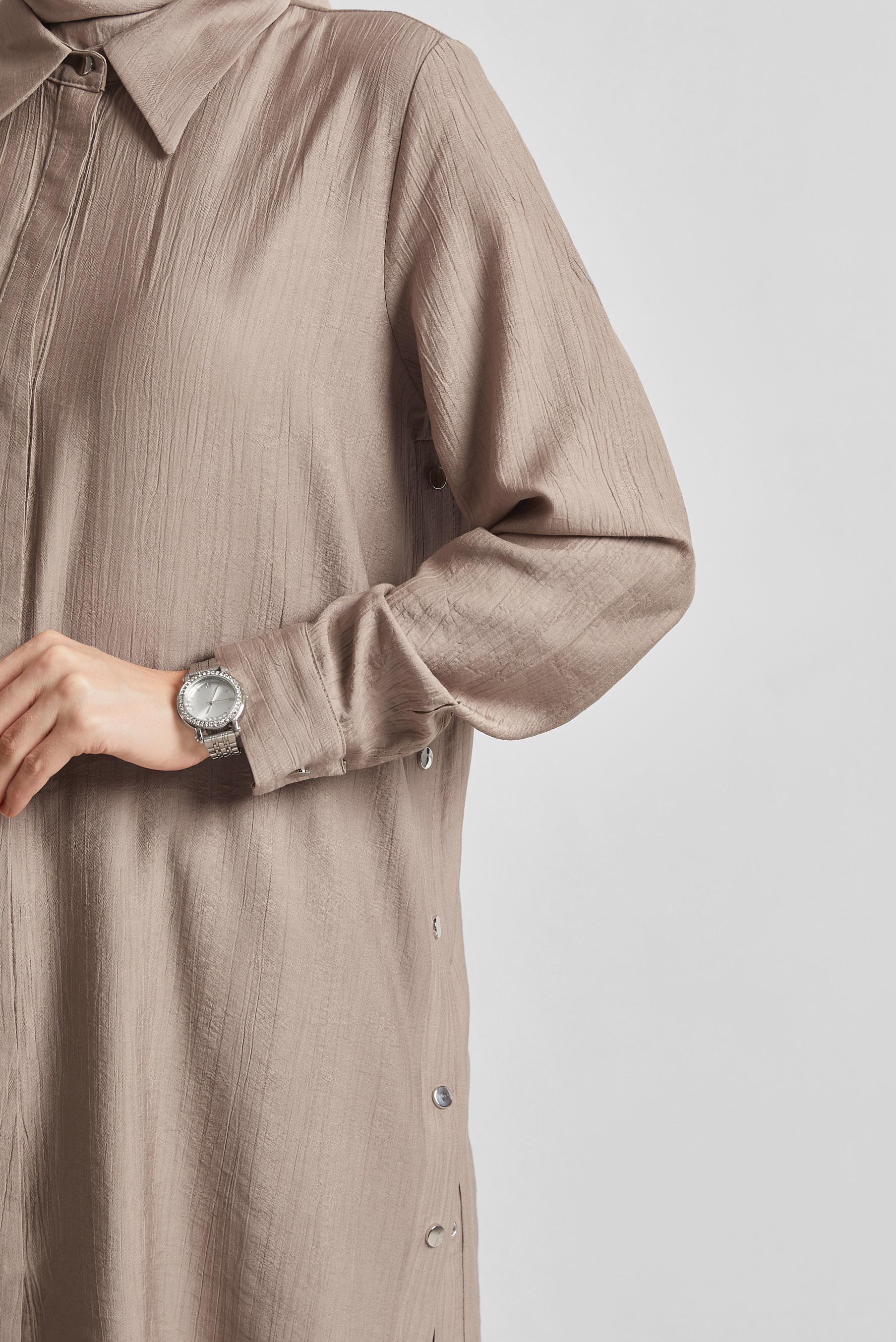 Tesettür giyim VİZON ÇITÇITLI PANTOLONLU TAKIM 45678