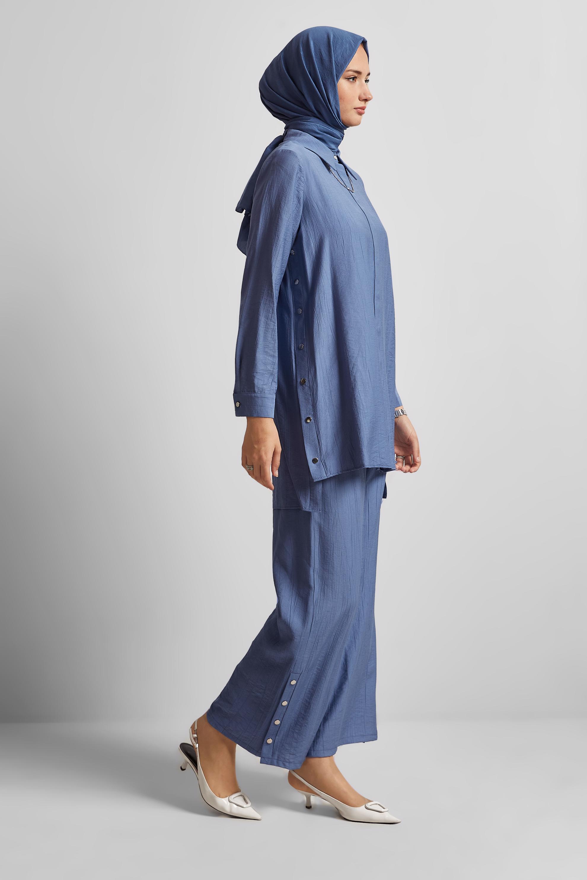 Tesettür giyim LACİVERT ÇITÇITLI PANTOLONLU TAKIM 45678