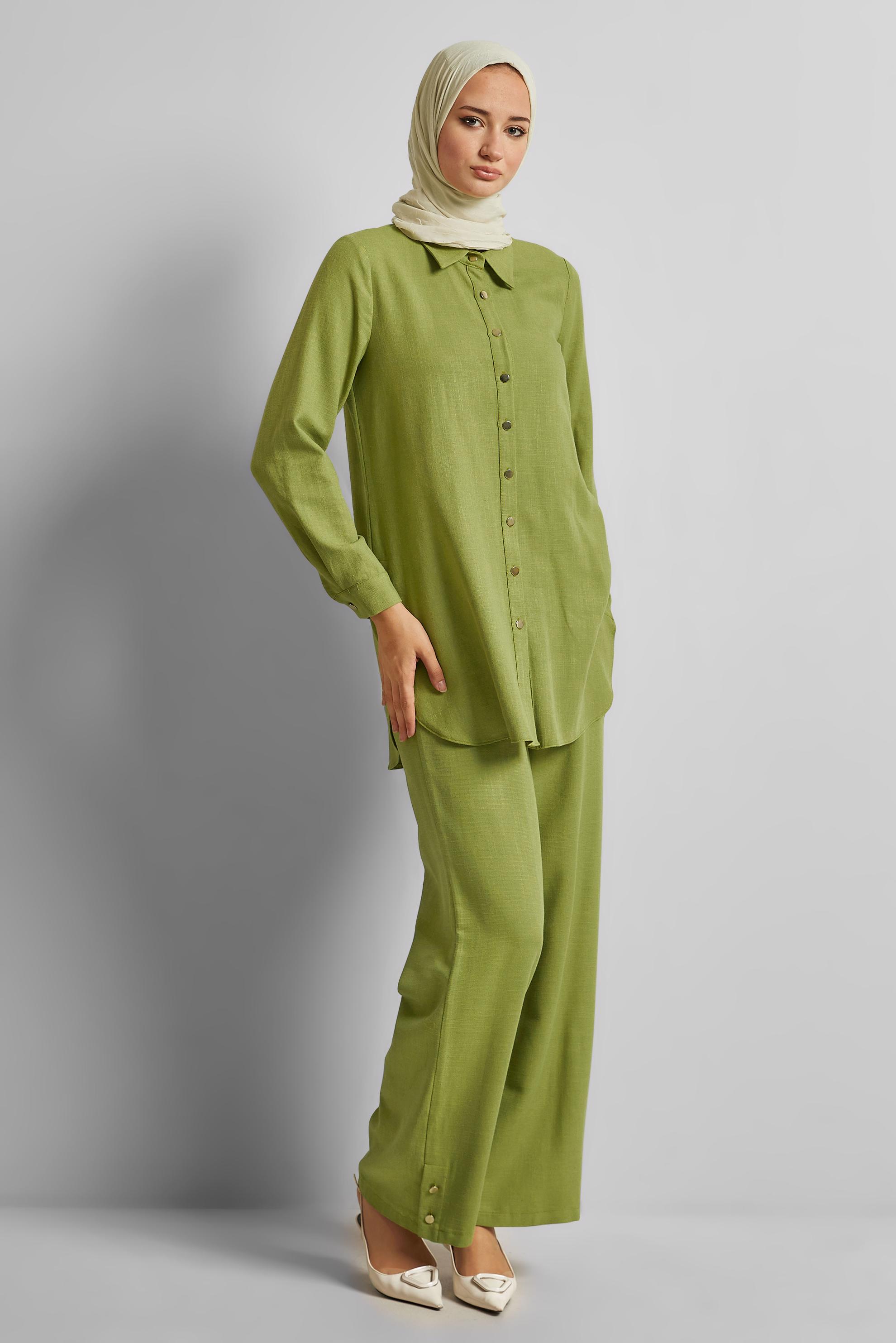 Vêtements hijab VERT COSTUME PANTALON EN VISCOSE 45688