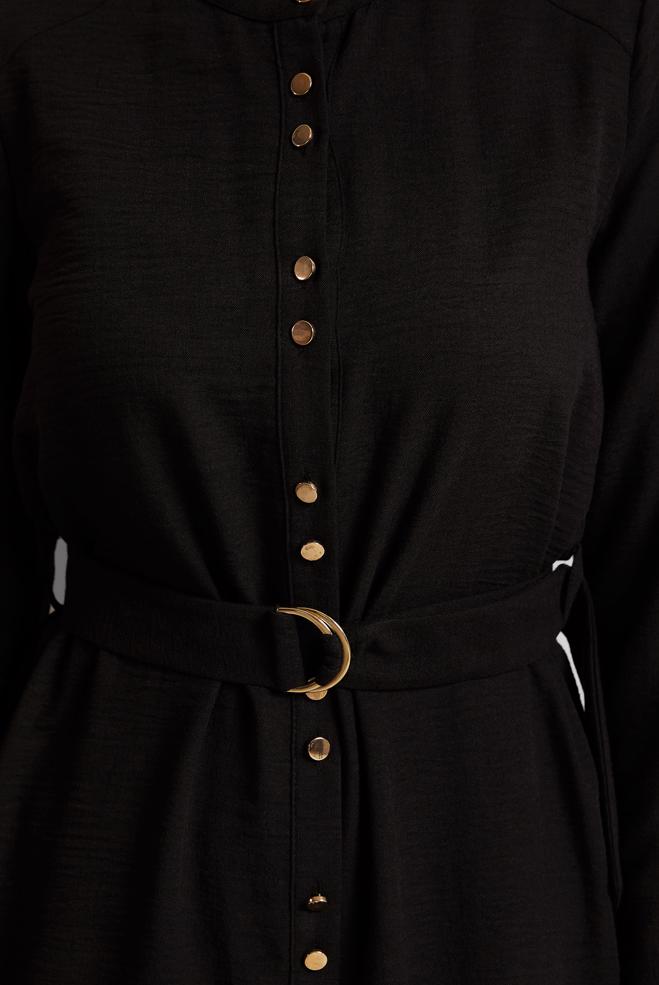 Tesettür giyim SİYAH KEMERLİ PANTOLONLU TAKIM 45705 - ALVİNA