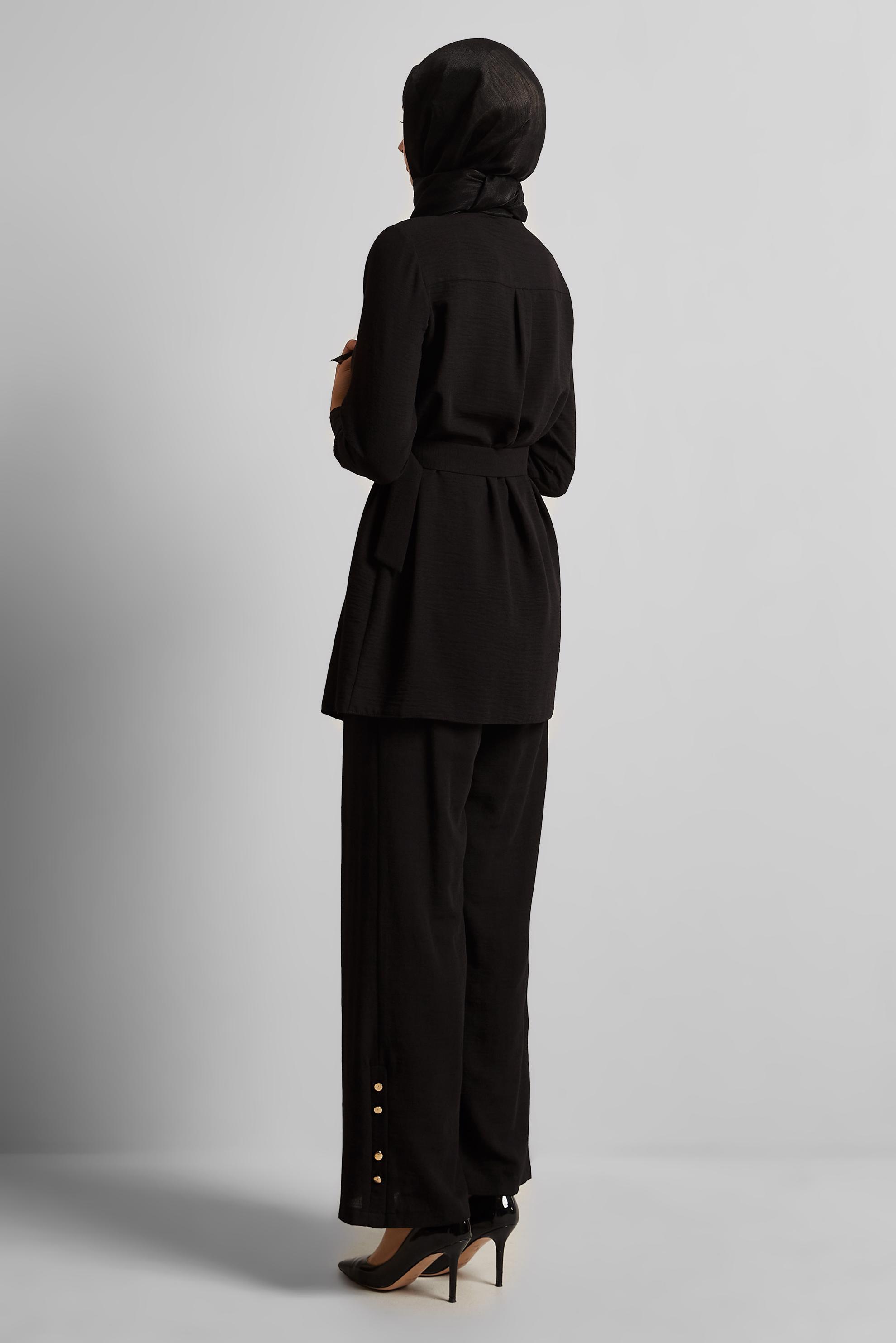 Vêtements hijab NOIR COSTUME PANTALON CEINTURÉ 45705