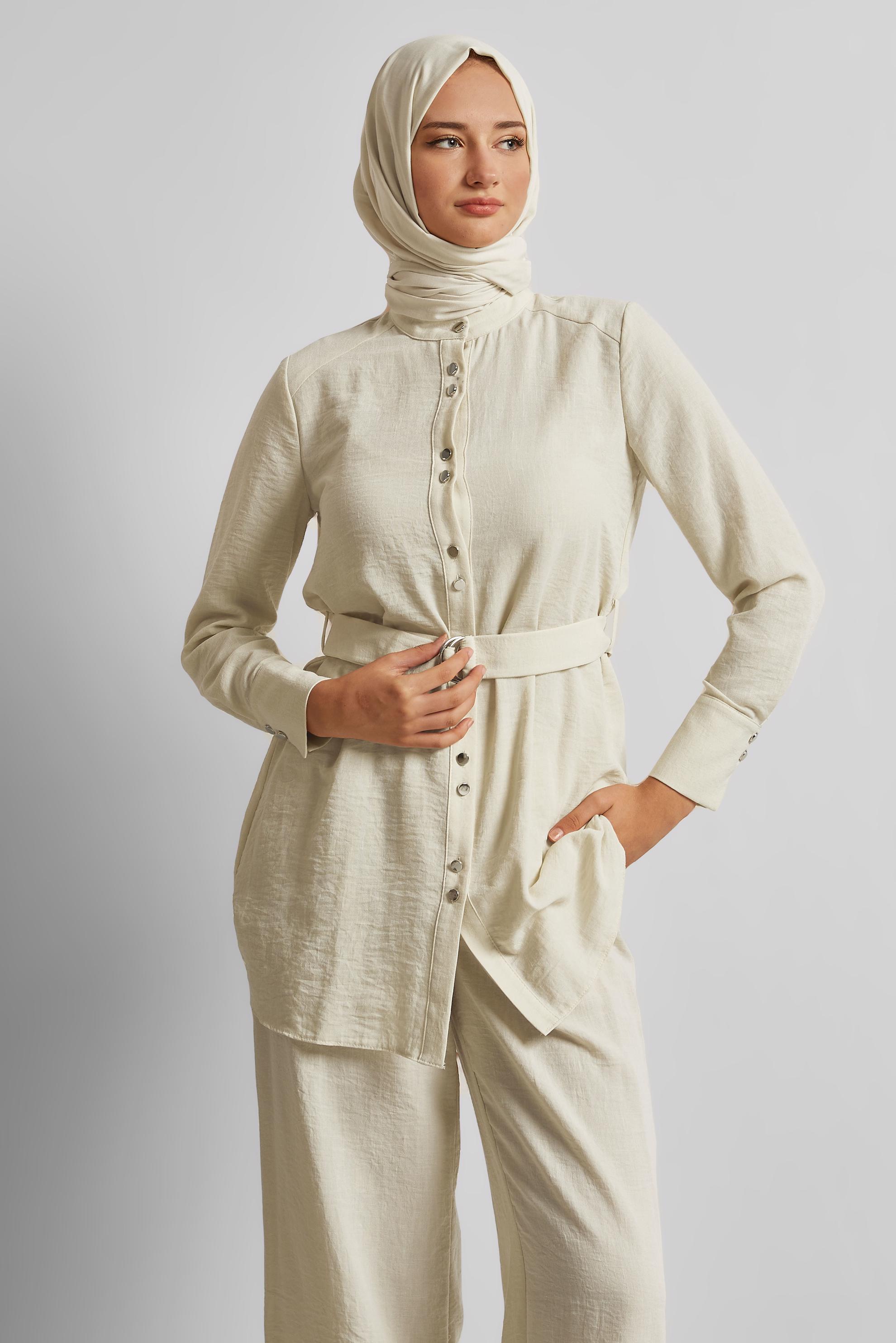 Vêtements hijab ÉCRUE COSTUME PANTALON CEINTURÉ 45705