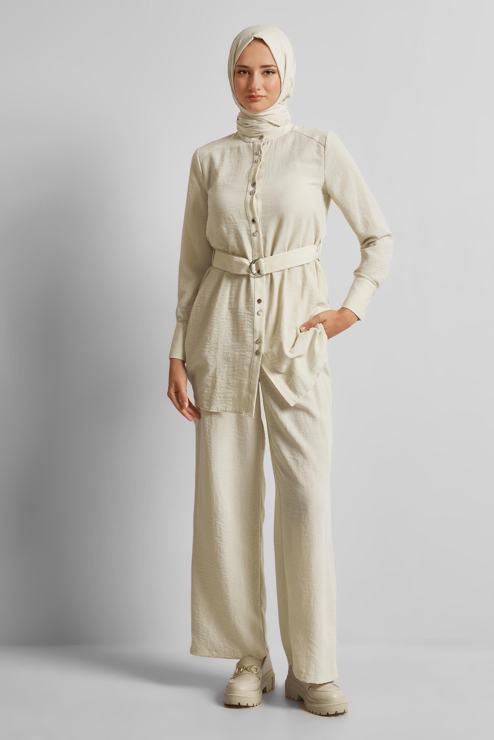 Vêtements hijab ÉCRUE COSTUME PANTALON CEINTURÉ 45705