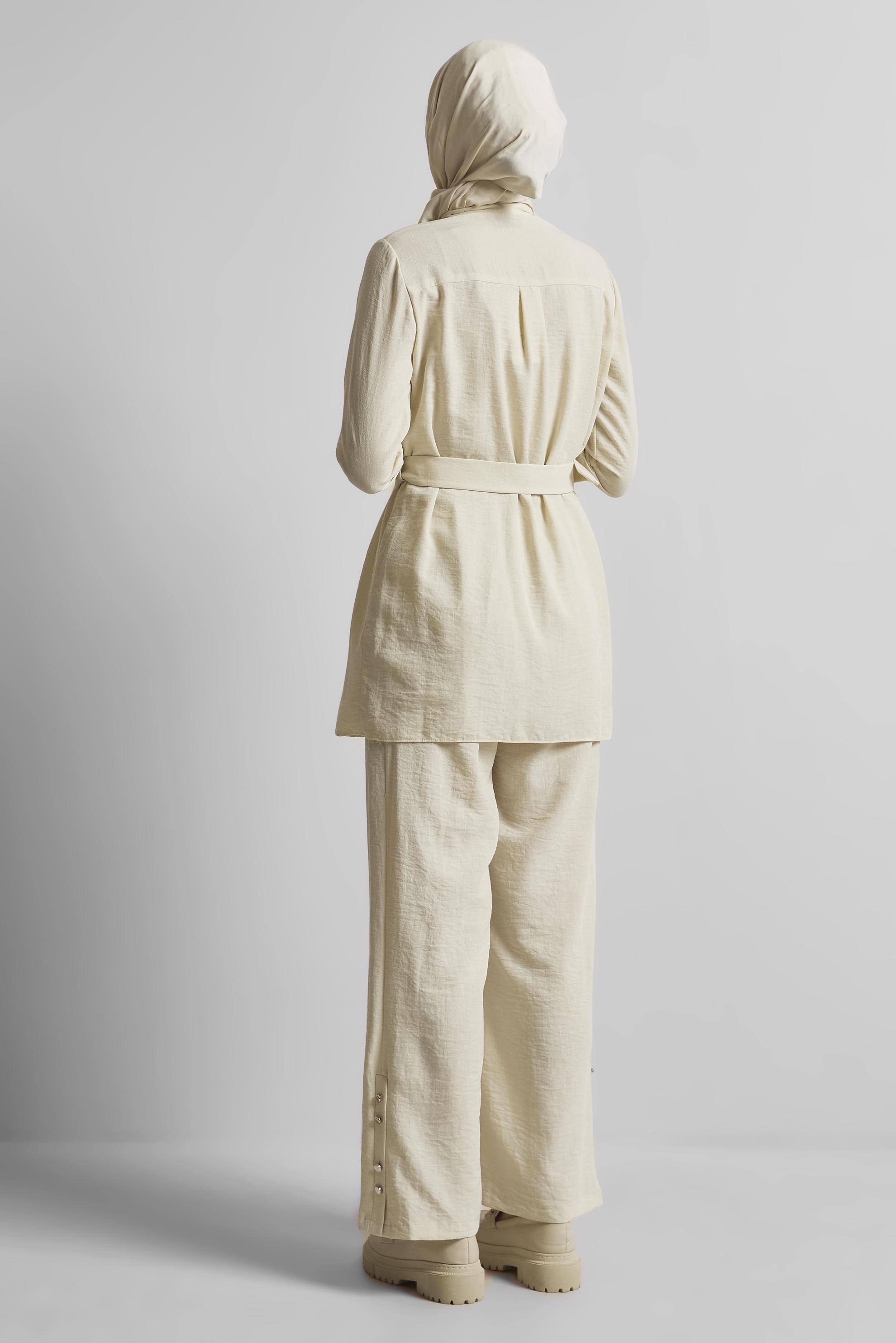 Vêtements hijab ÉCRUE COSTUME PANTALON CEINTURÉ 45705