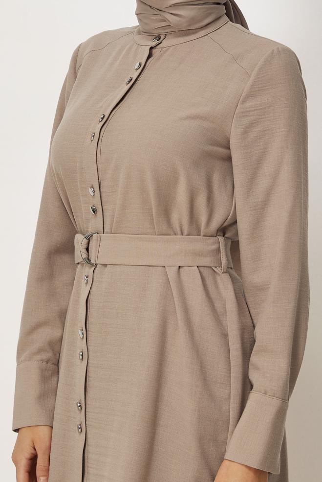 Vêtements hijab BEIGE ENSEMBLE PANTALON CEINTURÉ 45705 - ALVİNA