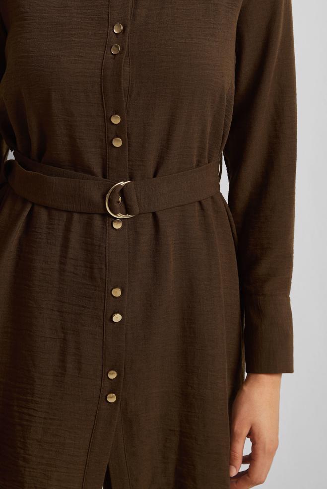 Tesettür giyim KAHVE KEMERLİ PANTOLONLU TAKIM 45705 - ALVİNA