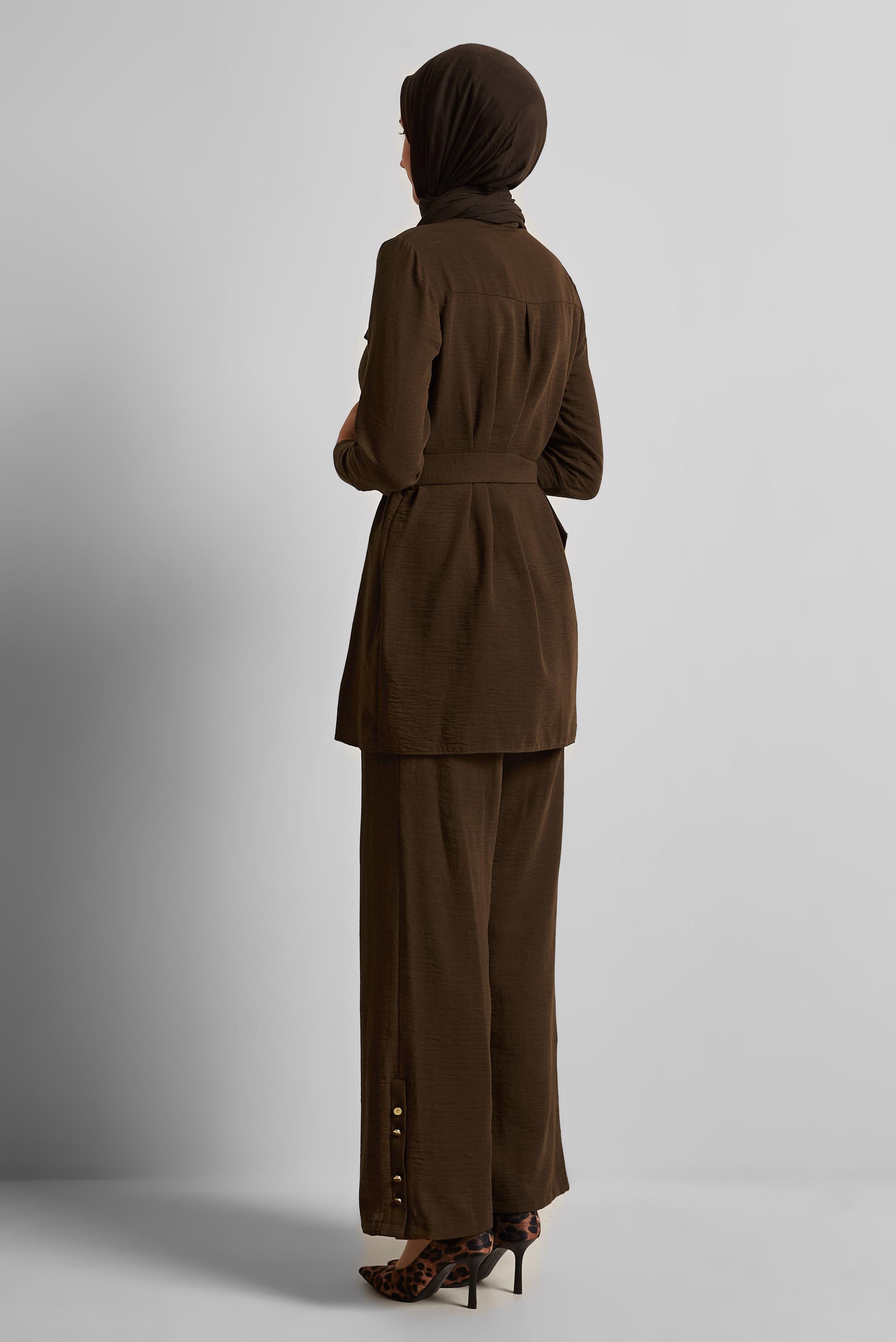 Vêtements hijab BRUN COSTUME PANTALON CEINTURÉ 45705