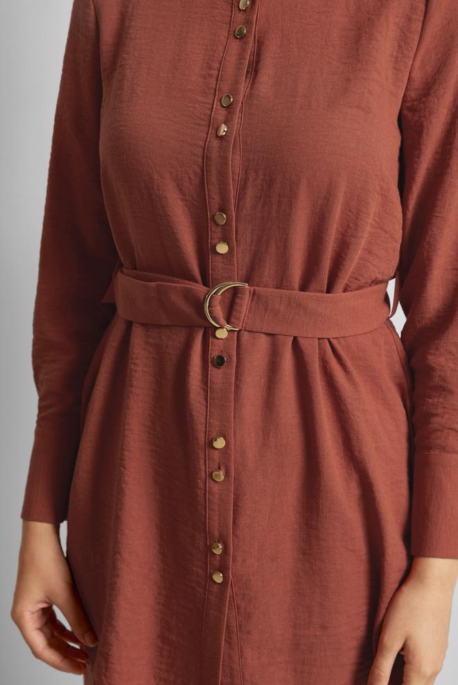 Tesettür giyim TURUNCU KEMERLİ PANTOLONLU TAKIM 45705 - ALVİNA