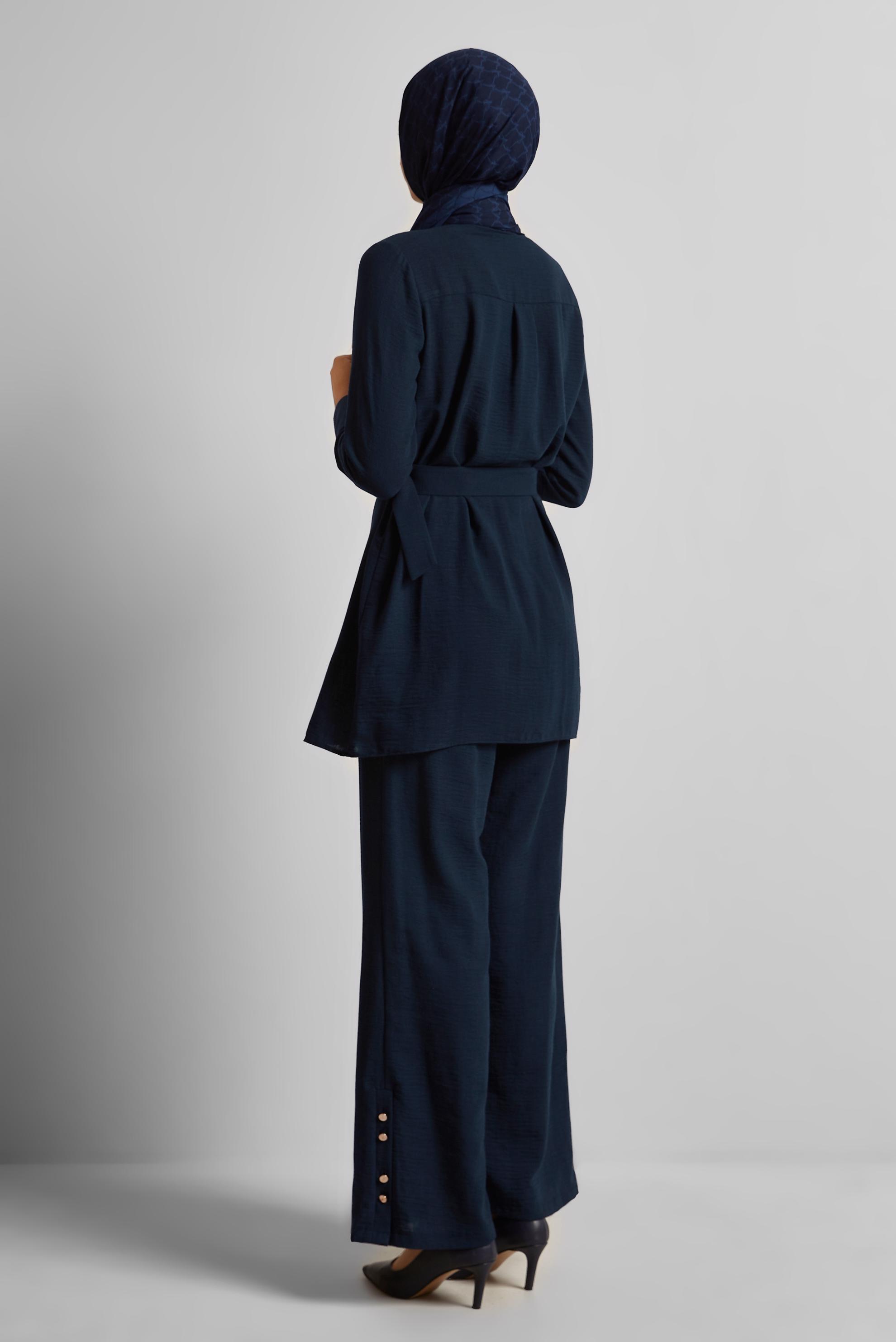 Vêtements hijab BLEU MARINE COSTUME PANTALON CEINTURÉ 45705