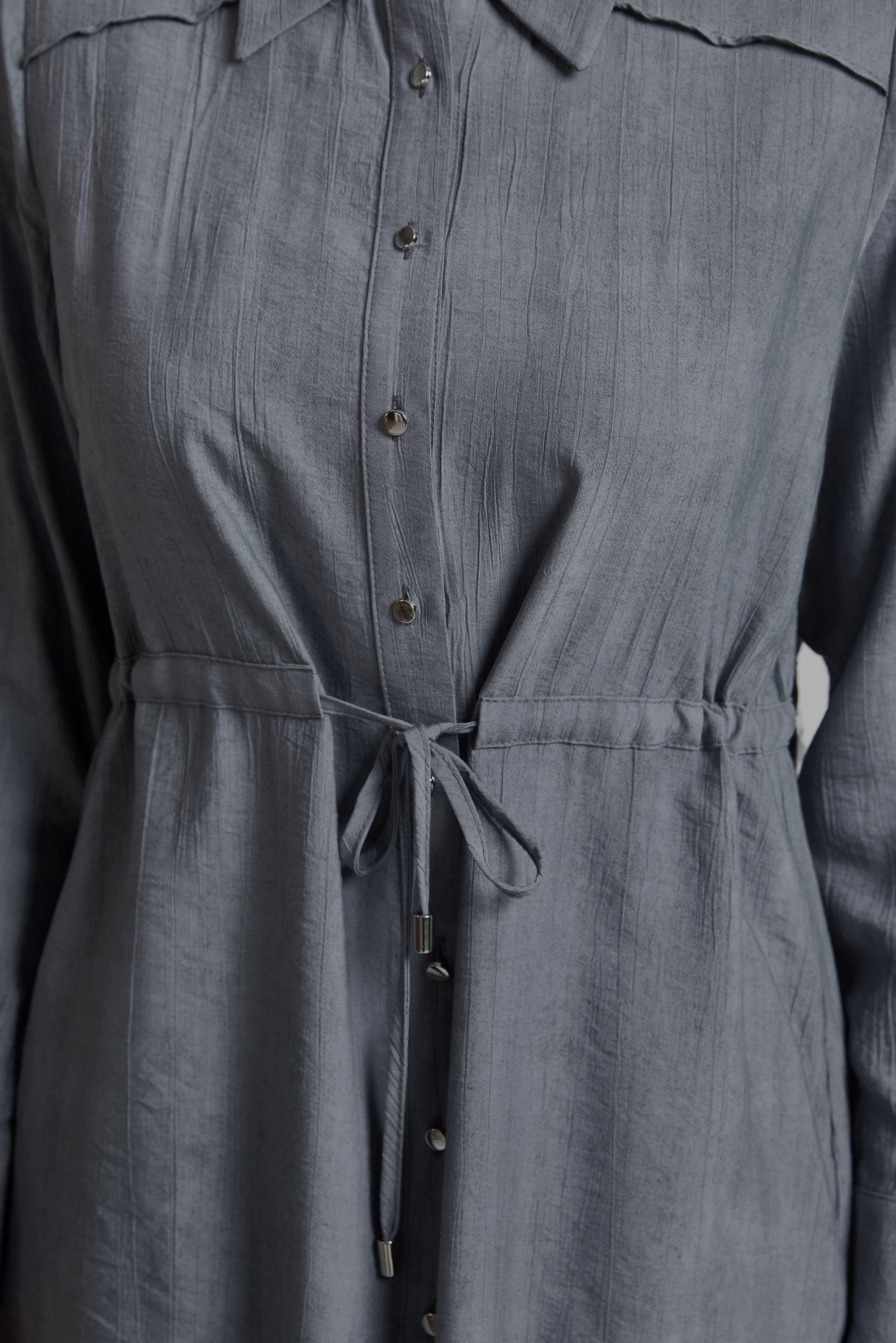 Tesettür giyim GRİ BELİ BÜZGÜLÜ PANTOLONLU TAKIM 45713