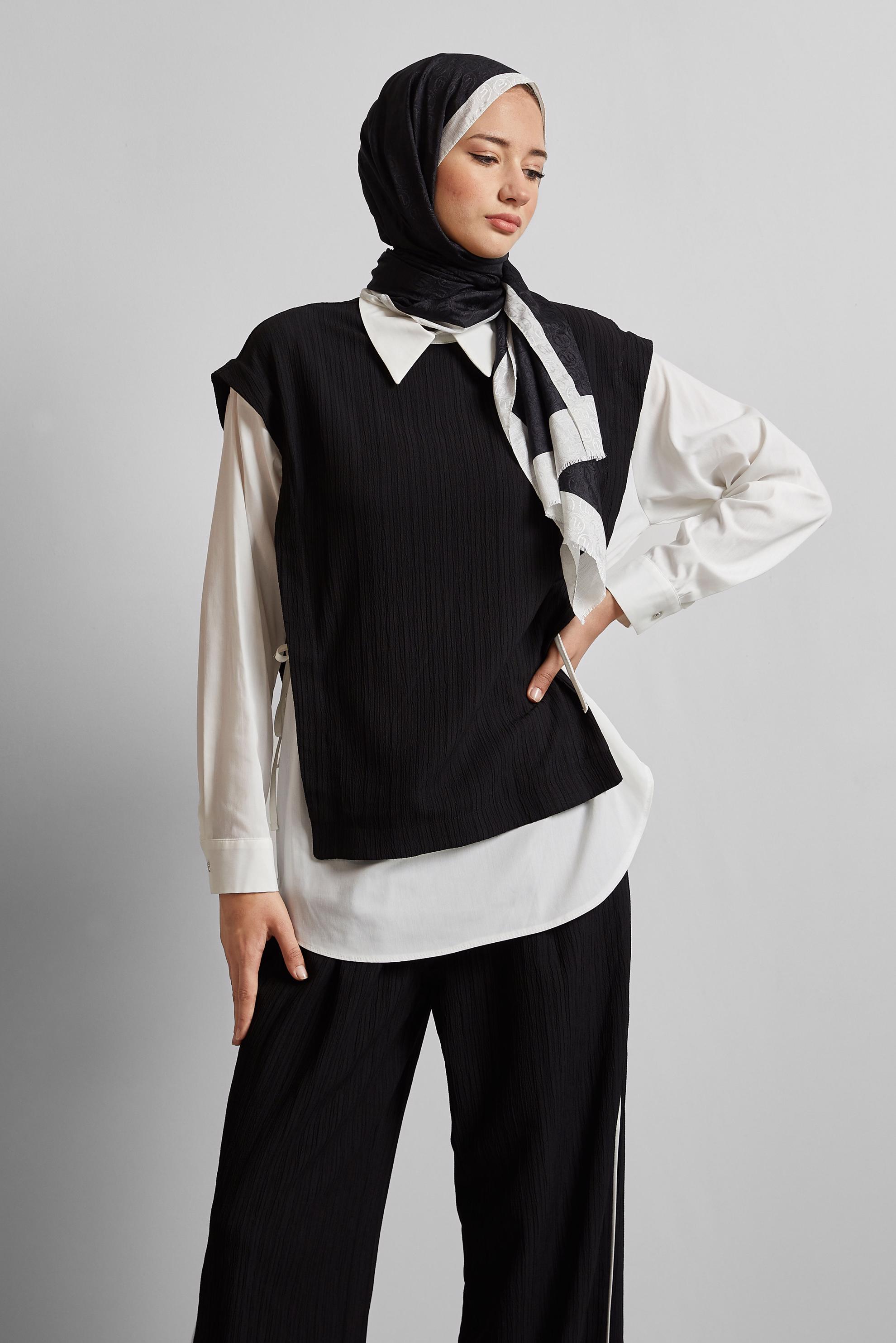 Hijab clothing BLACK SHIRT COLLAR PANTS SUIT 45754