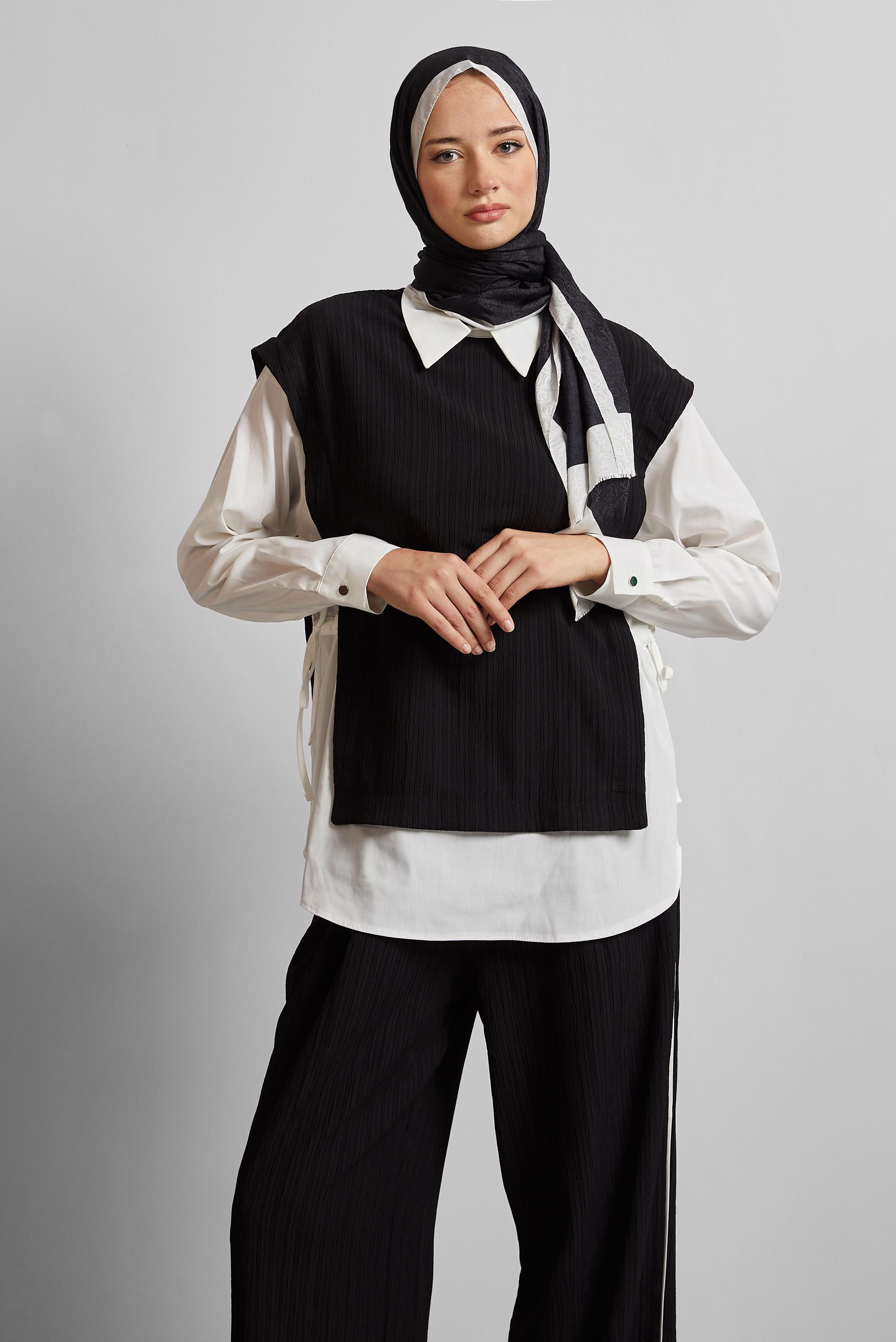 Hijab clothing BLACK SHIRT COLLAR PANTS SUIT 45754