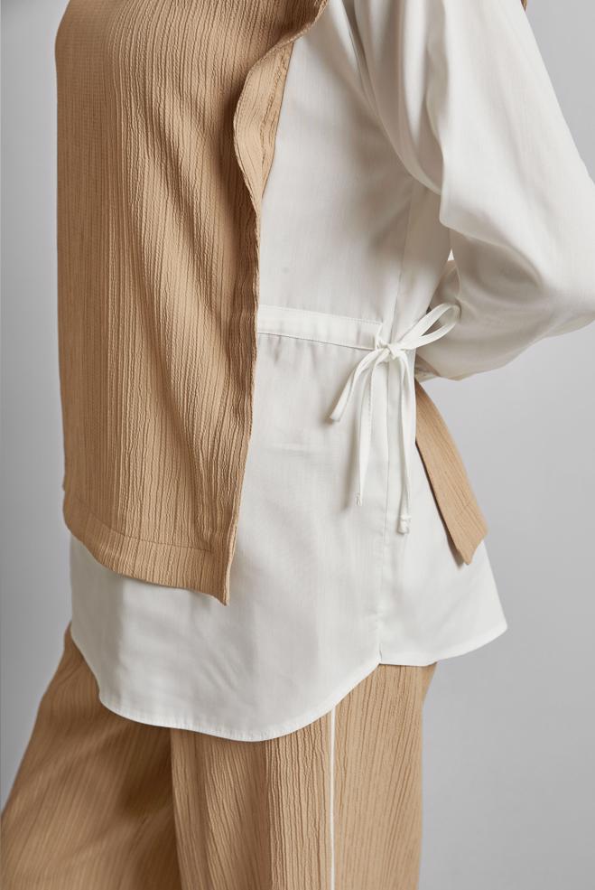 Tesettür giyim KAHVE GÖMLEK YAKA PANTOLONLU TAKIM 45754 - ALVİNA