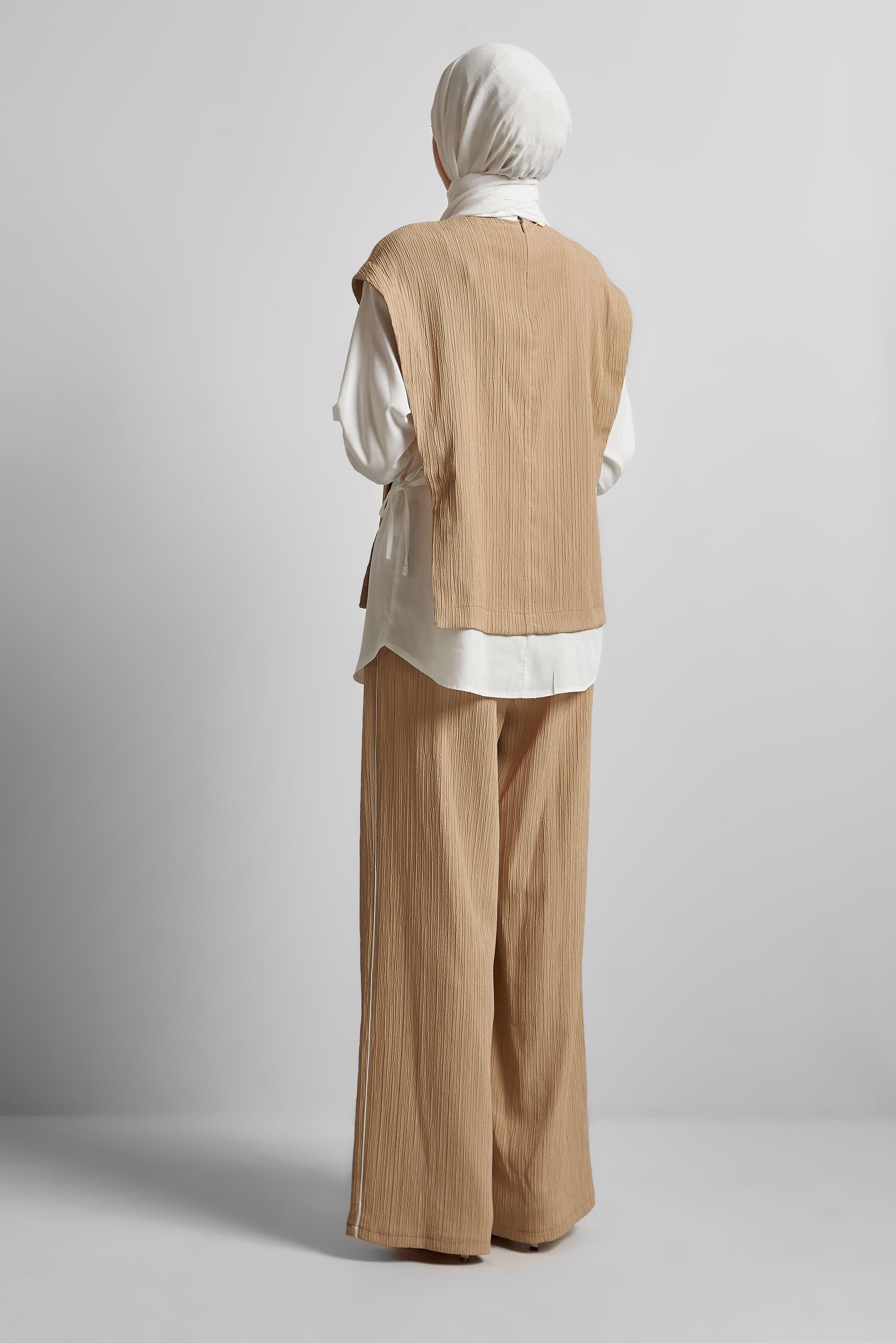 Vêtements hijab BRUN COSTUME PANTALON COL CHEMISE 45754