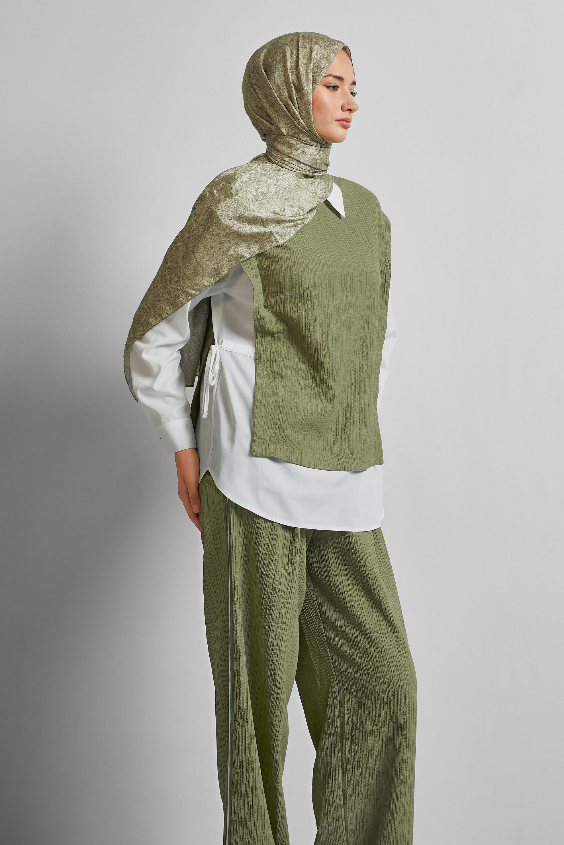 Hijab clothing KHAKI SHIRT COLLAR PANTS SUIT 45754