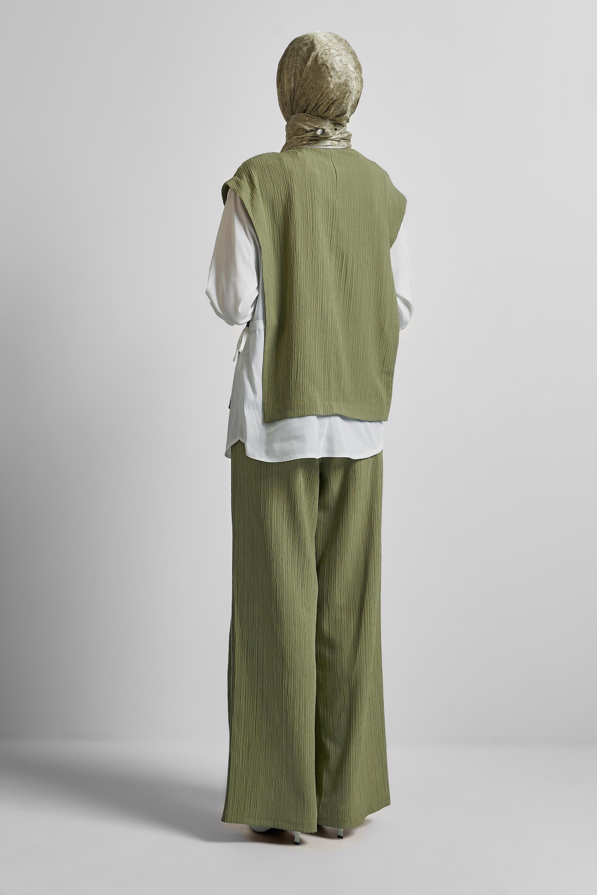 Hijab clothing KHAKI SHIRT COLLAR PANTS SUIT 45754