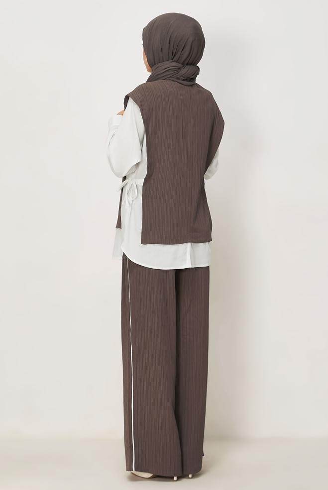 Vêtements hijab VISON ENSEMBLE PANTALON COL CHEMISE 45754 - ALVİNA