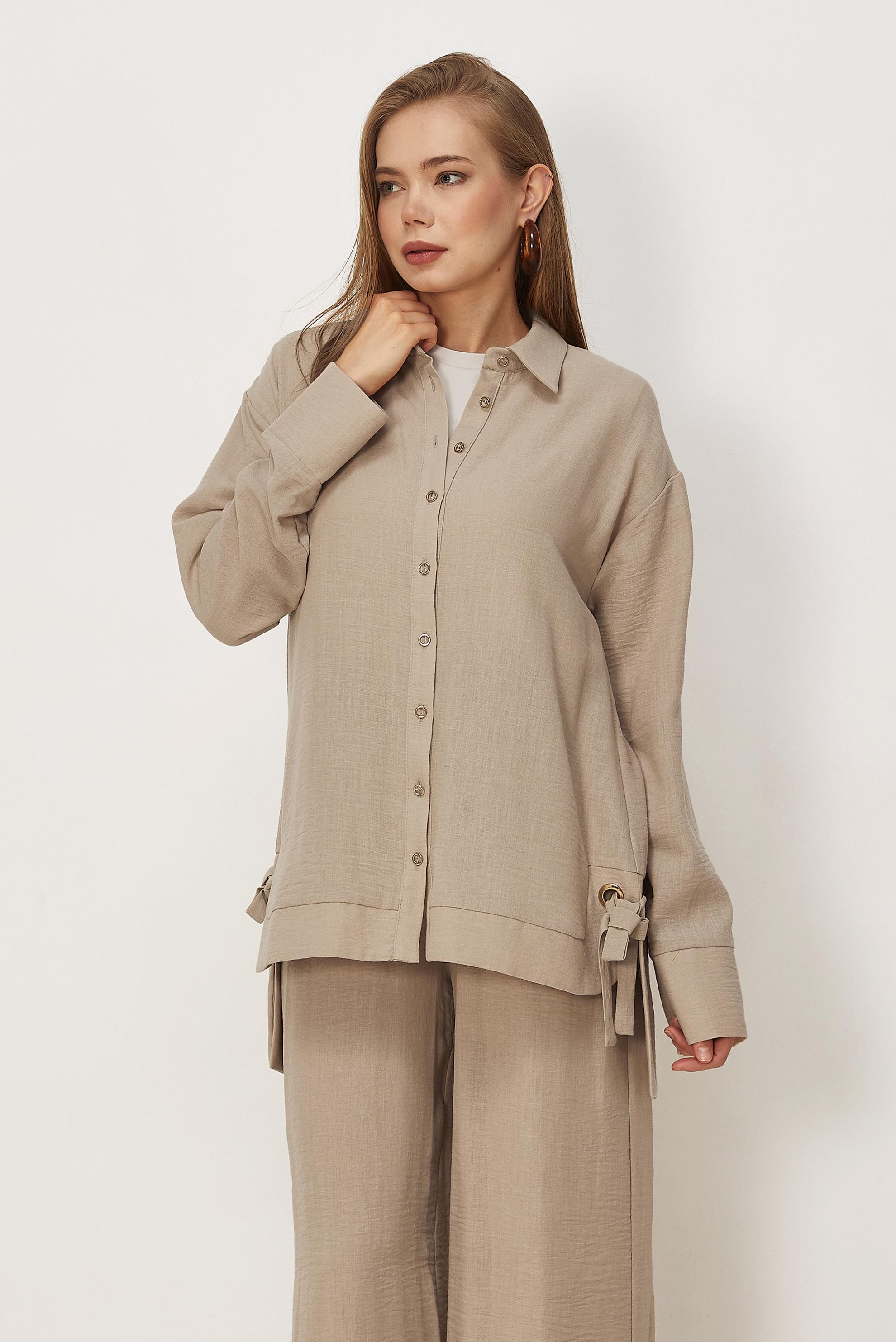 Vêtements hijab BEIGE ENSEMBLE PANTALON NOUÉ 45775