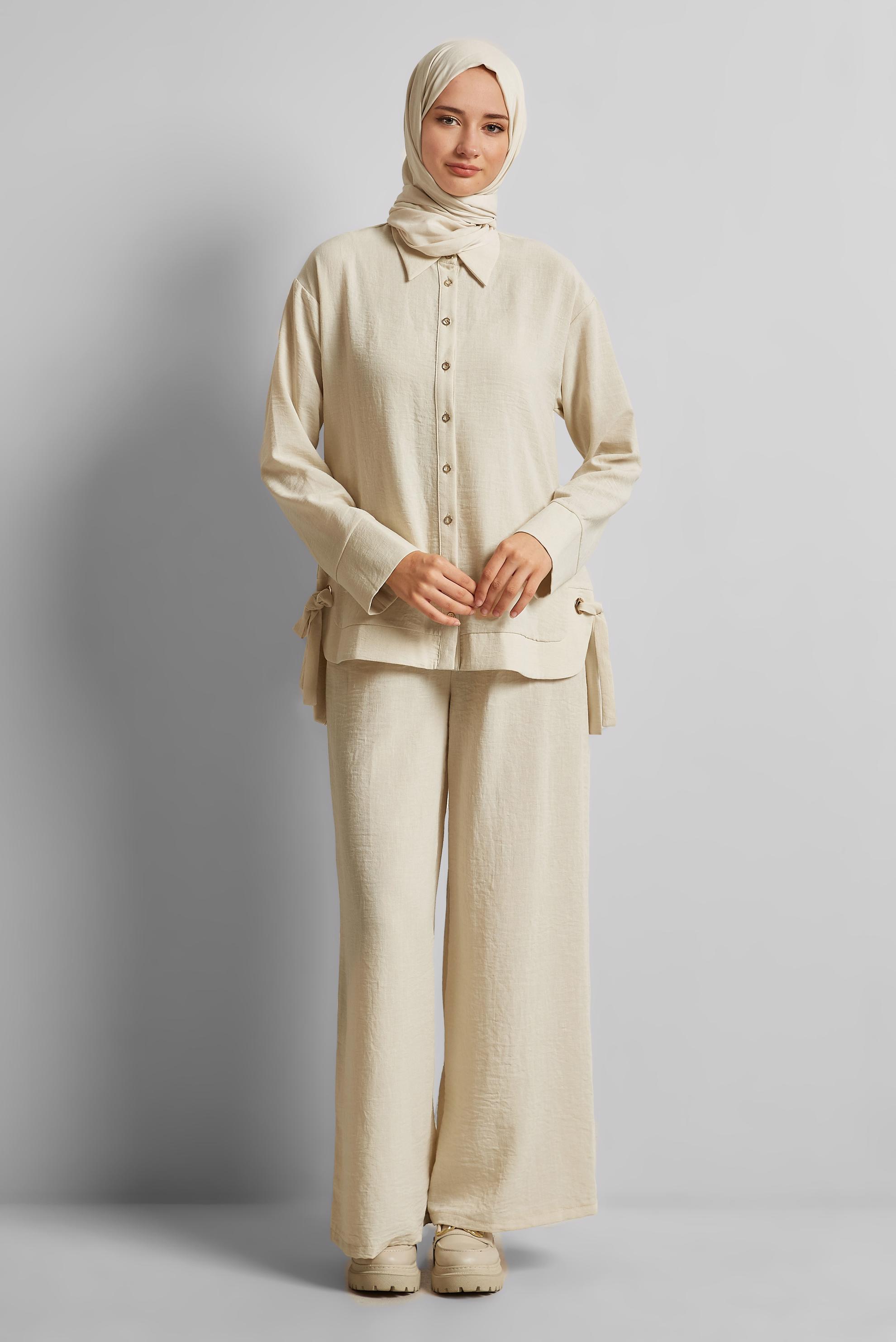 Vêtements hijab ÉCRUE COSTUME PANTALON NOUÉ 45775