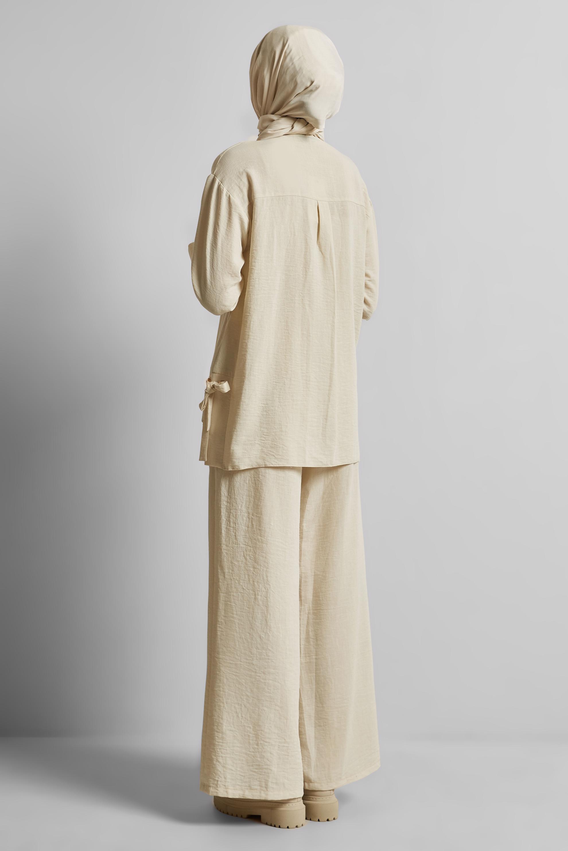 Vêtements hijab ÉCRUE COSTUME PANTALON NOUÉ 45775