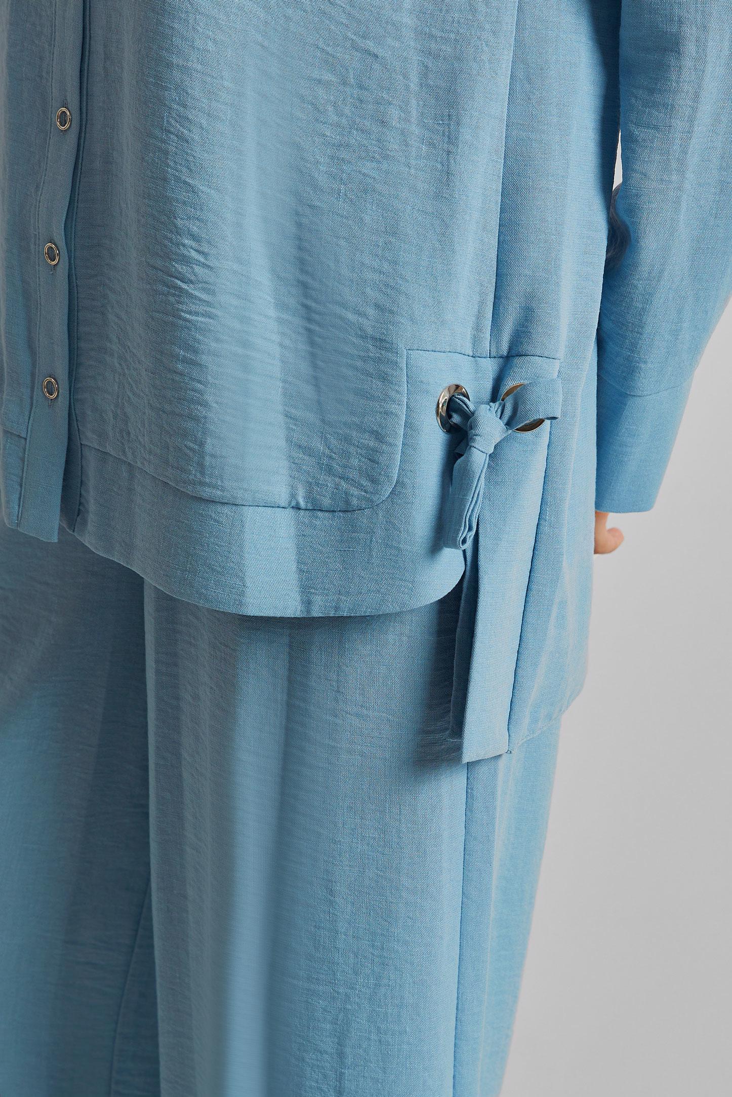 Vêtements hijab BLEU COSTUME PANTALON NOUÉ 45775