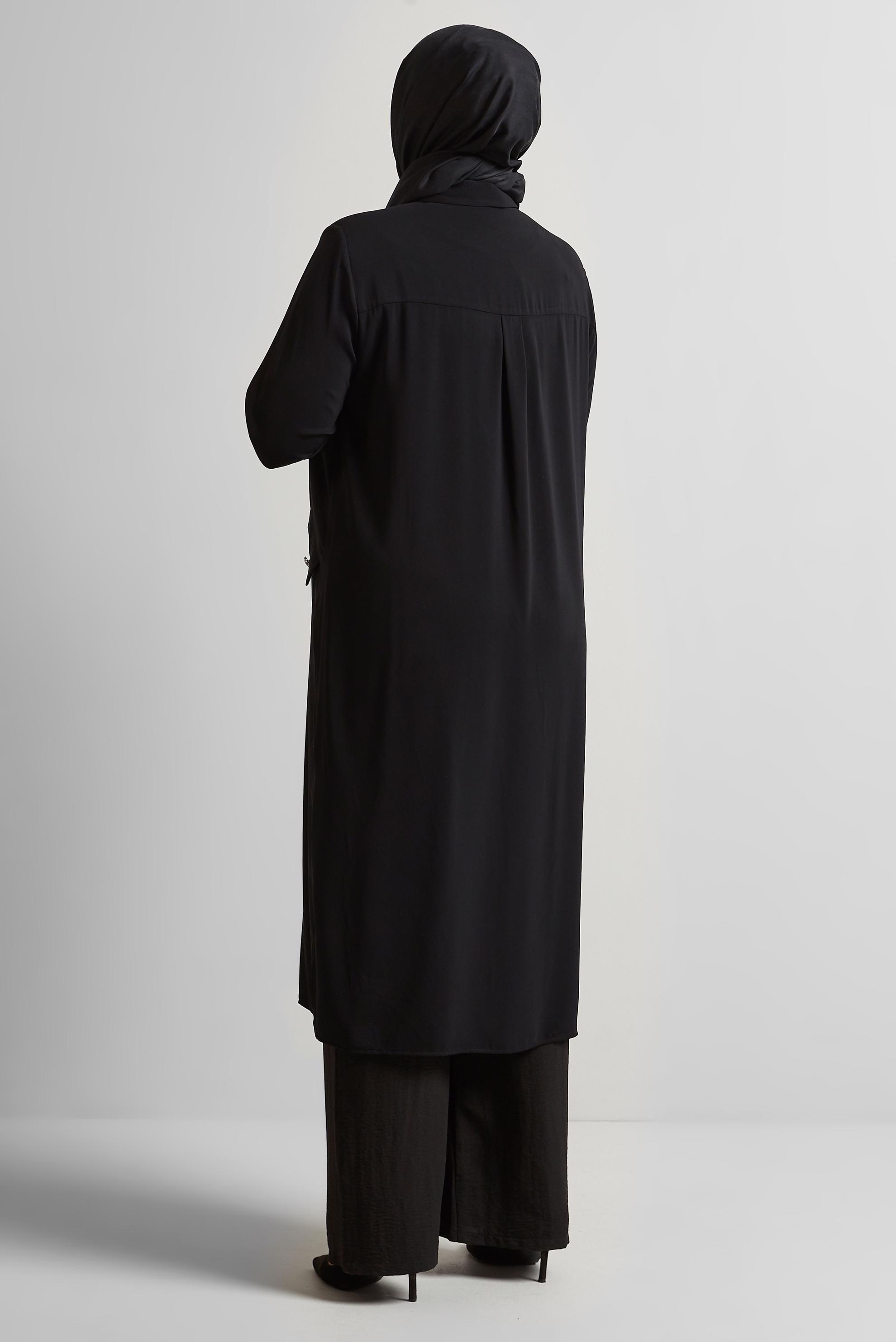 Tesettür giyim SİYAH BÜYÜK BEDEN UZUN TUNİK 20554