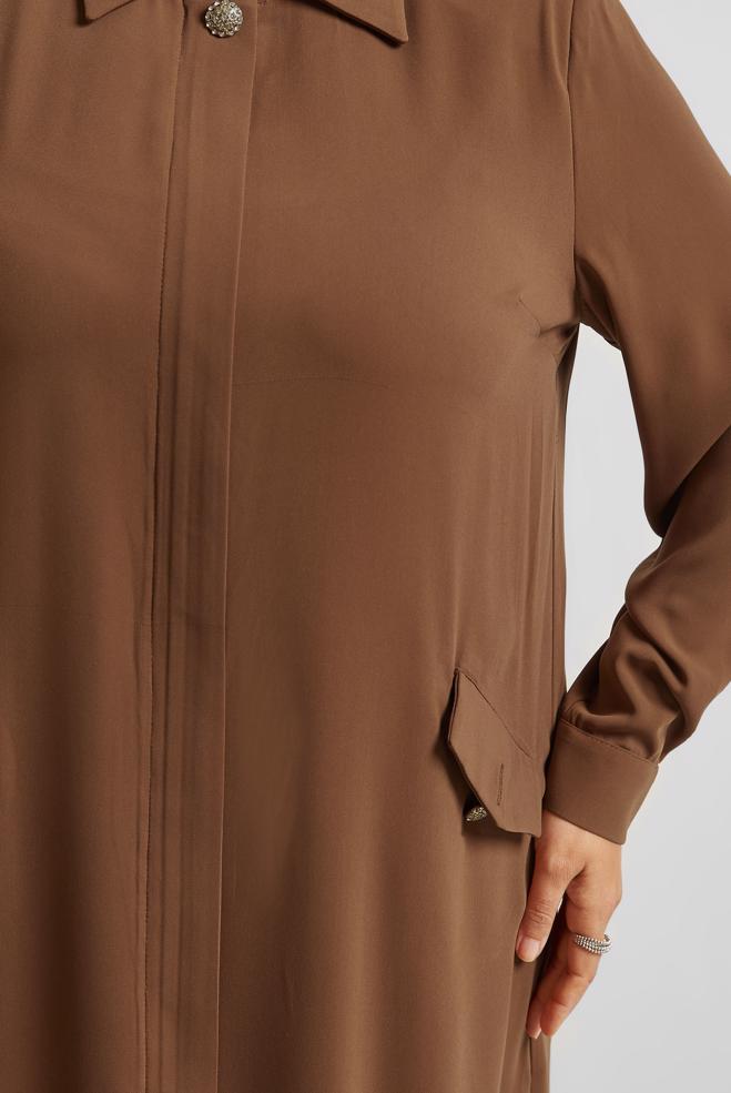 Vêtements hijab BRUN TUNIQUE LONGUE 20554 - ALVİNA