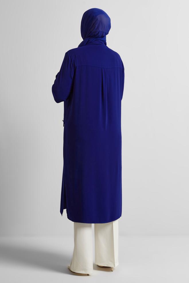 Vêtements hijab BLEU TUNIQUE LONGUE 20554 - ALVİNA