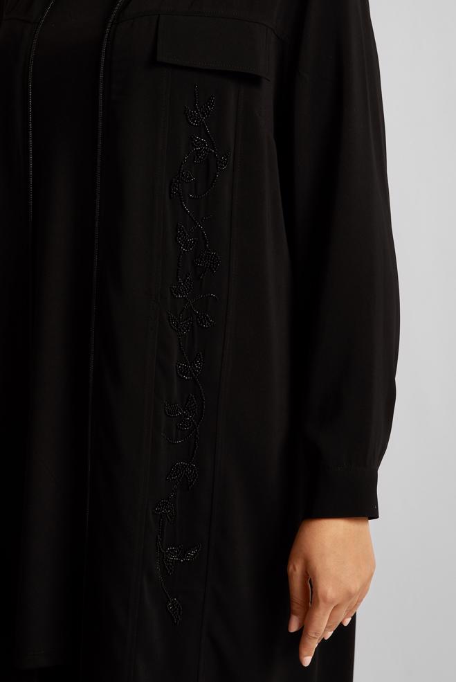 Vêtements hijab NOIR TUNIQUE BRODÉE 20556 - ALVİNA