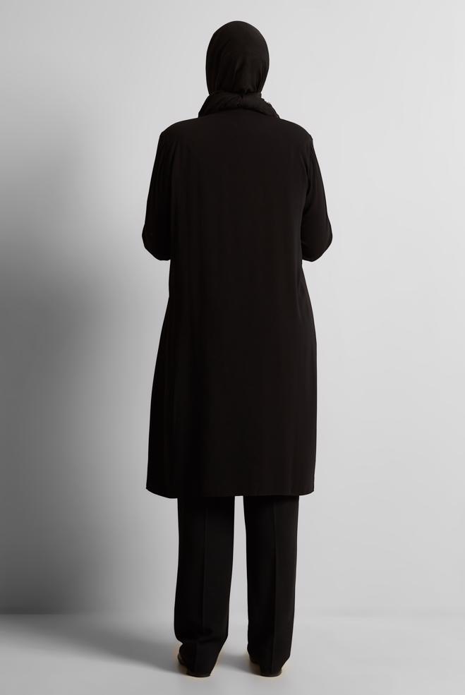 Vêtements hijab NOIR TUNIQUE BRODÉE 20556 - ALVİNA