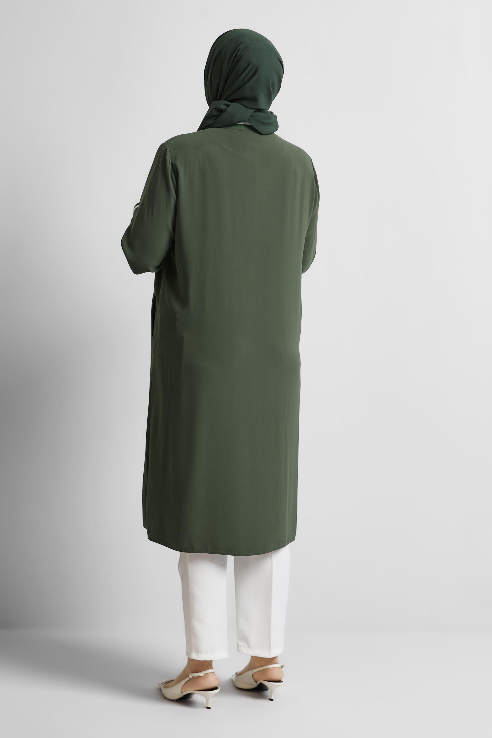 Tesettür giyim HAKİ TAŞ DETAYLI BÜYÜK BEDEN  TUNİK 20558