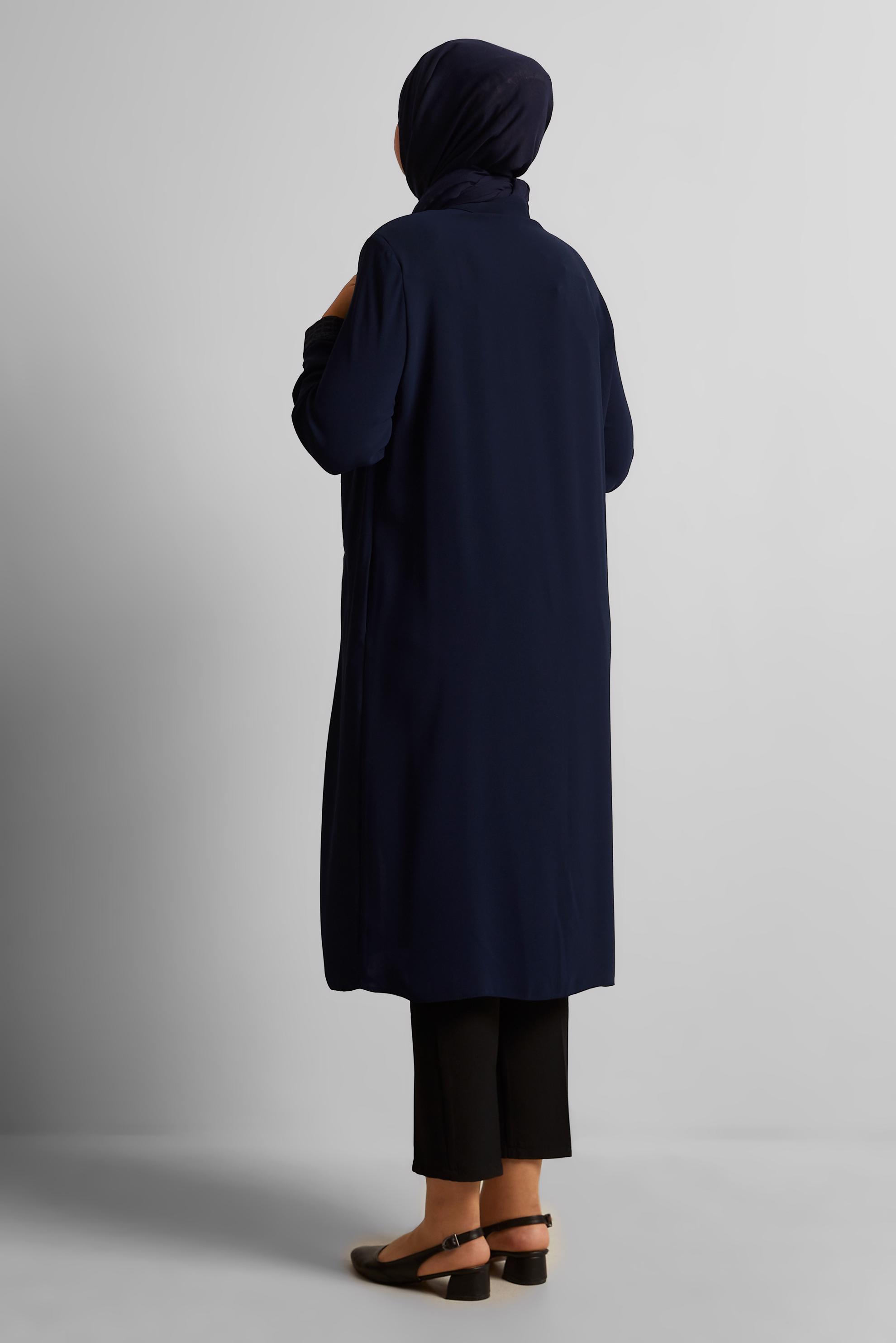 Vêtements hijab BLEU MARINE TUNIQUE LONGUE À FERMETURE ÉCLAIR 20561