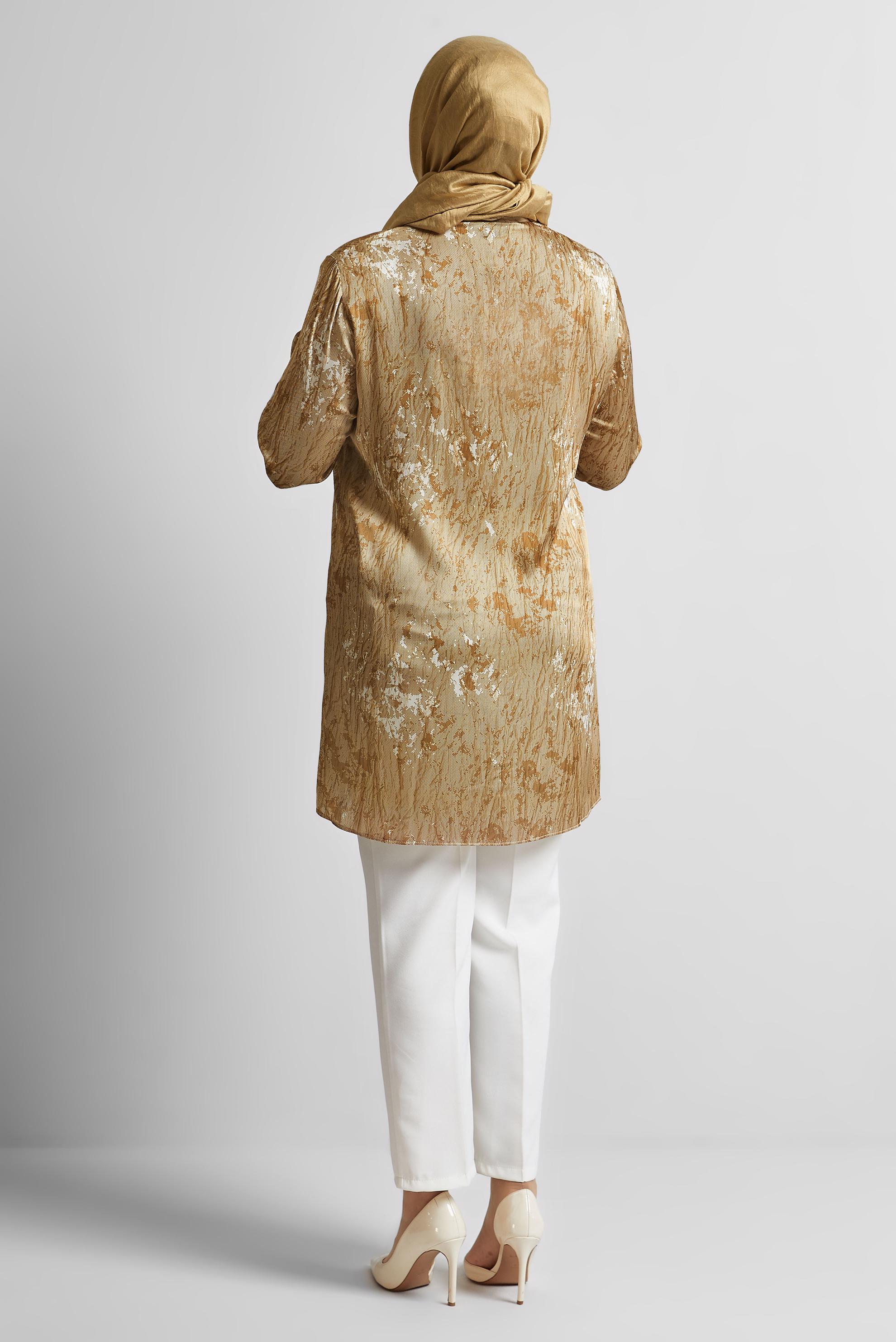 Tesettür giyim KAHVE BÜYÜK BEDEN SATEN TUNİK 20707