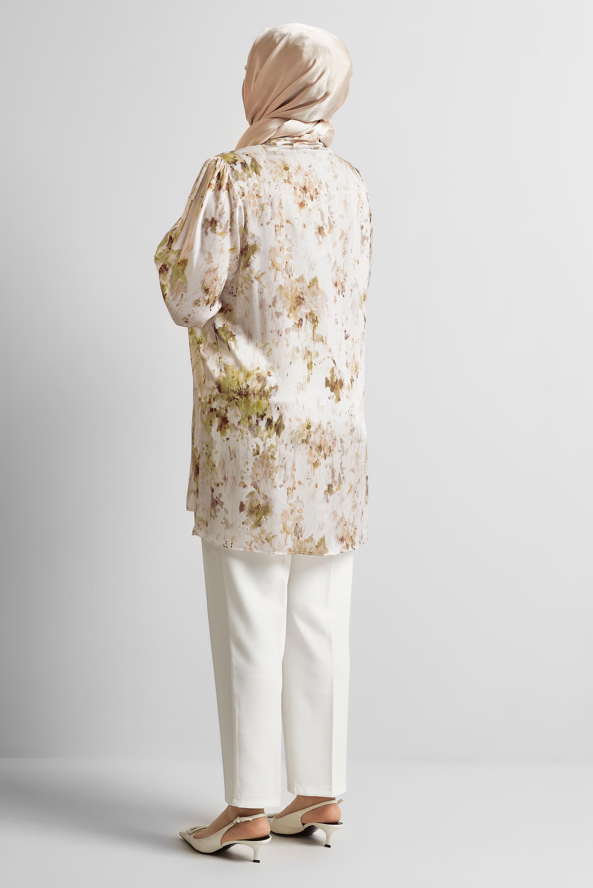 Vêtements hijab VISON TUNIQUE EN SATIN À MOTIFS 20708