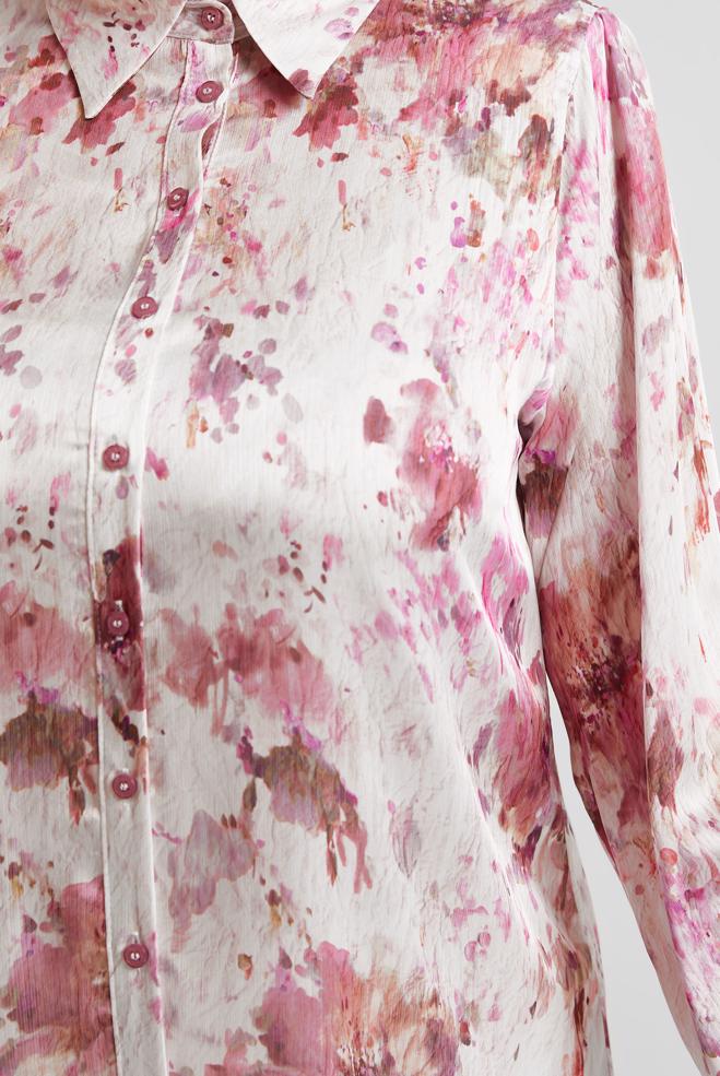 Vêtements hijab POURPRE TUNIQUE EN SATIN À MOTIFS 20708 - ALVİNA