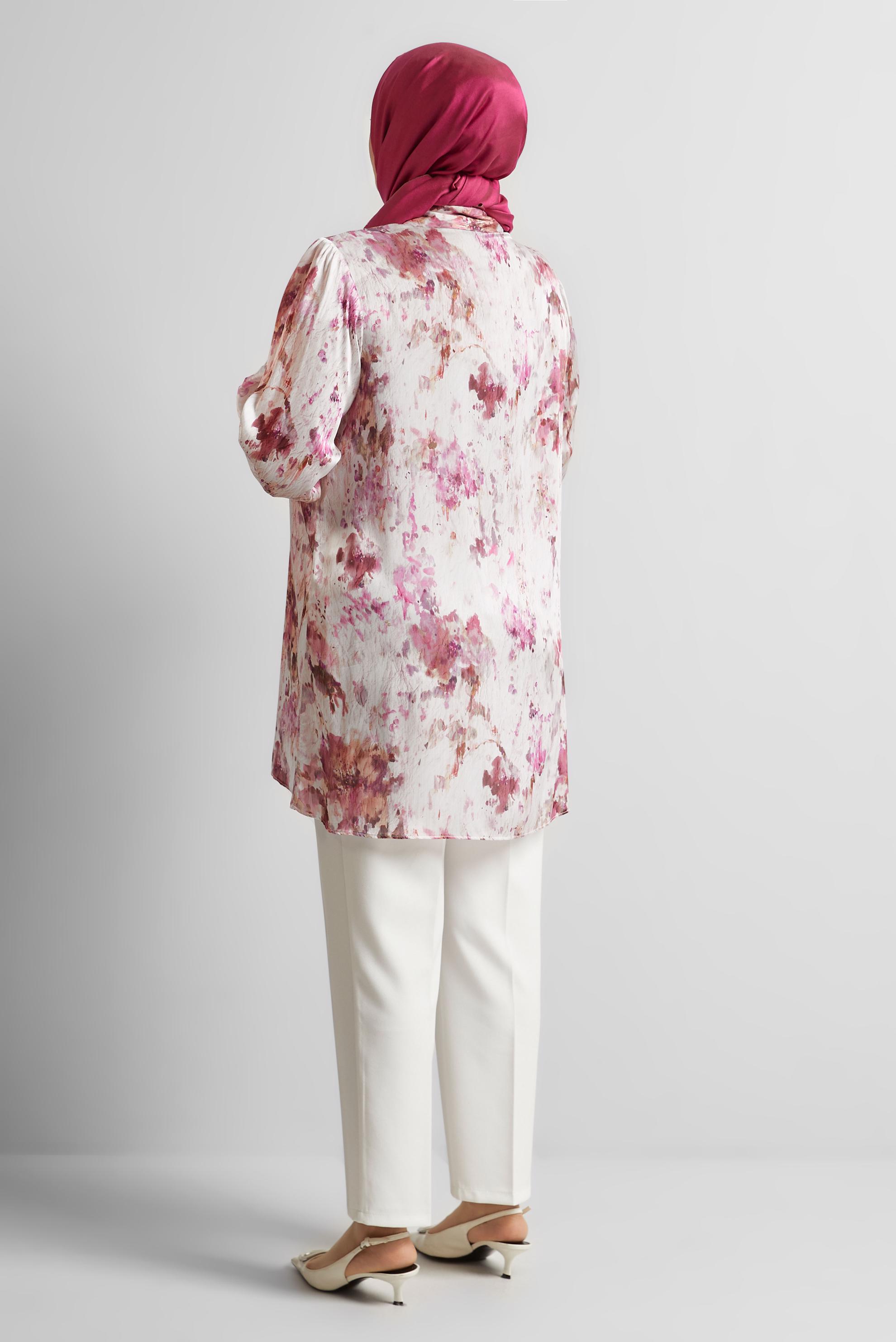 Tesettür giyim MOR BÜYÜK BEDEN SATEN TUNİK 20708