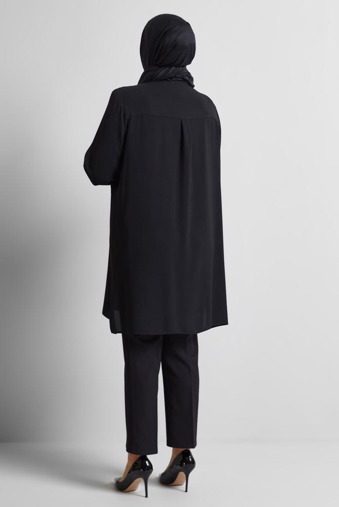 Vêtements hijab NOIR TUNIQUE AEROBIN À PAILLETTES 20710 - ALVİNA