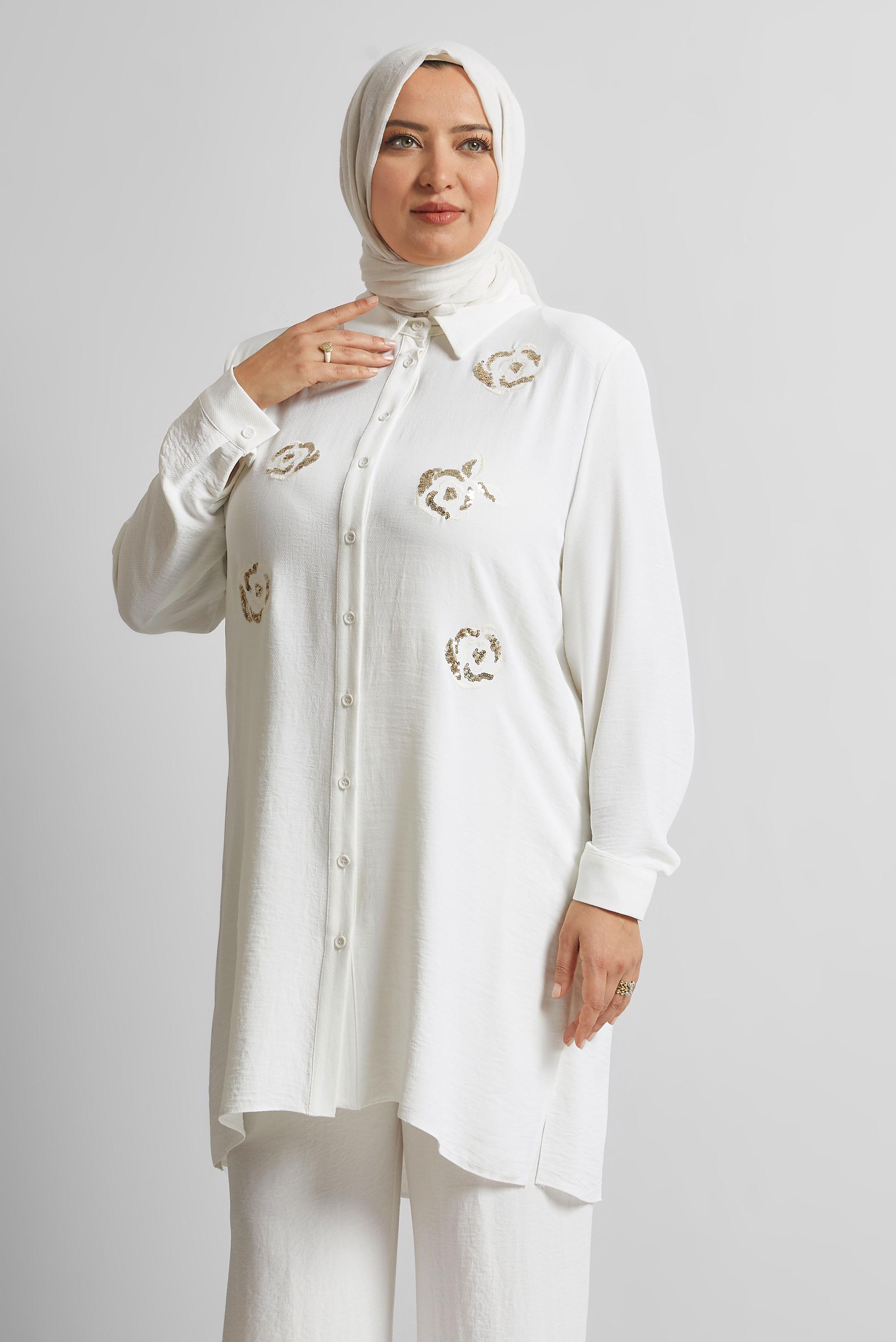 Tesettür giyim BEYAZ BÜYÜK BEDEN AEROBIN TUNİK 20710